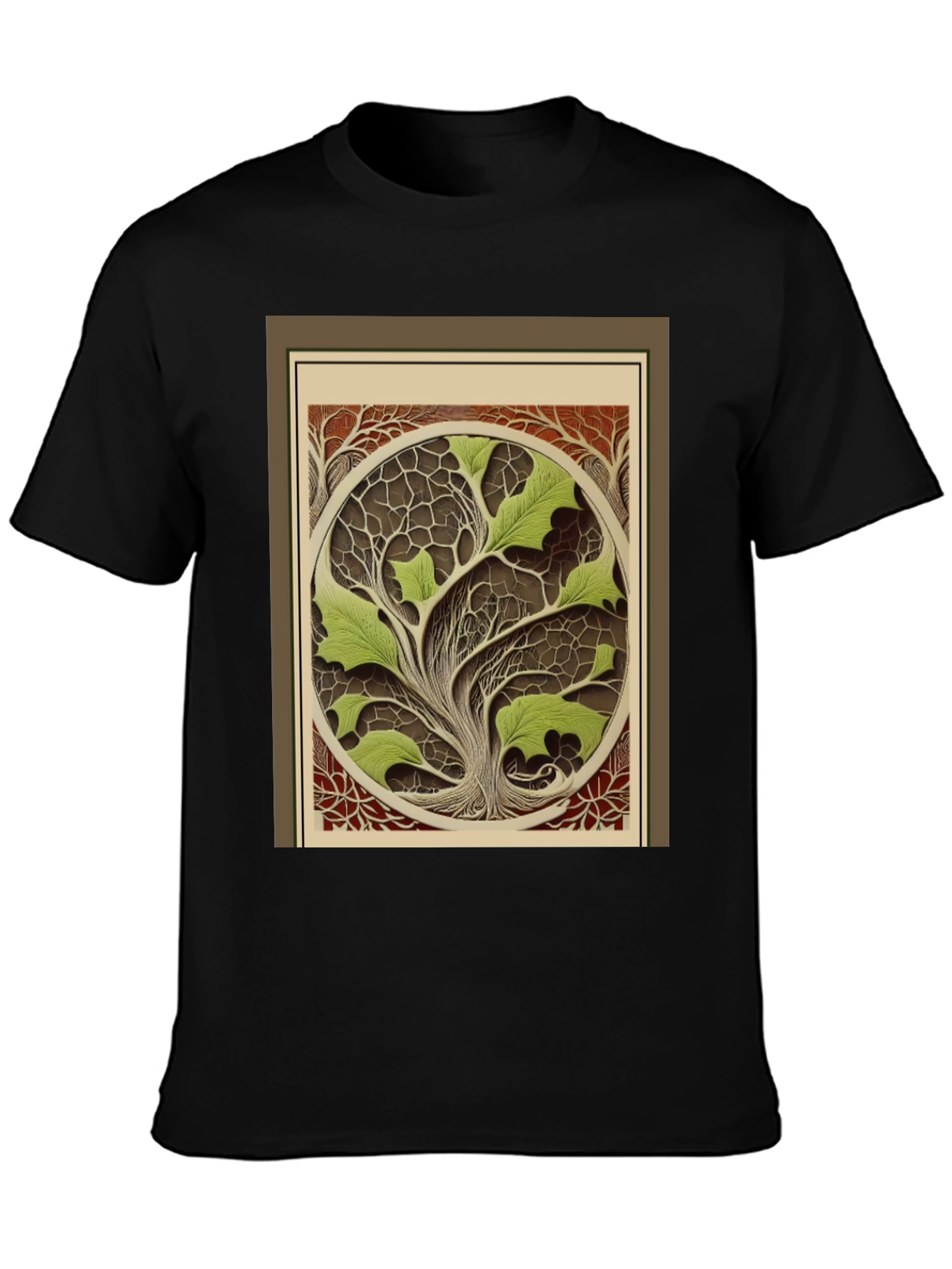 Black Arboreal Art T-Shirt - Nature Inspired Design view 3