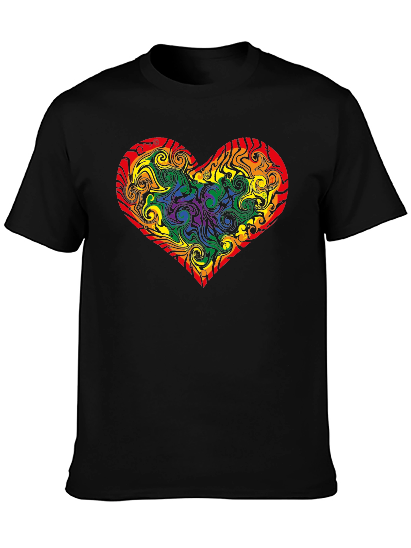 Black Rainbow Heart Swirl T-Shirt - Pride Apparel view 3