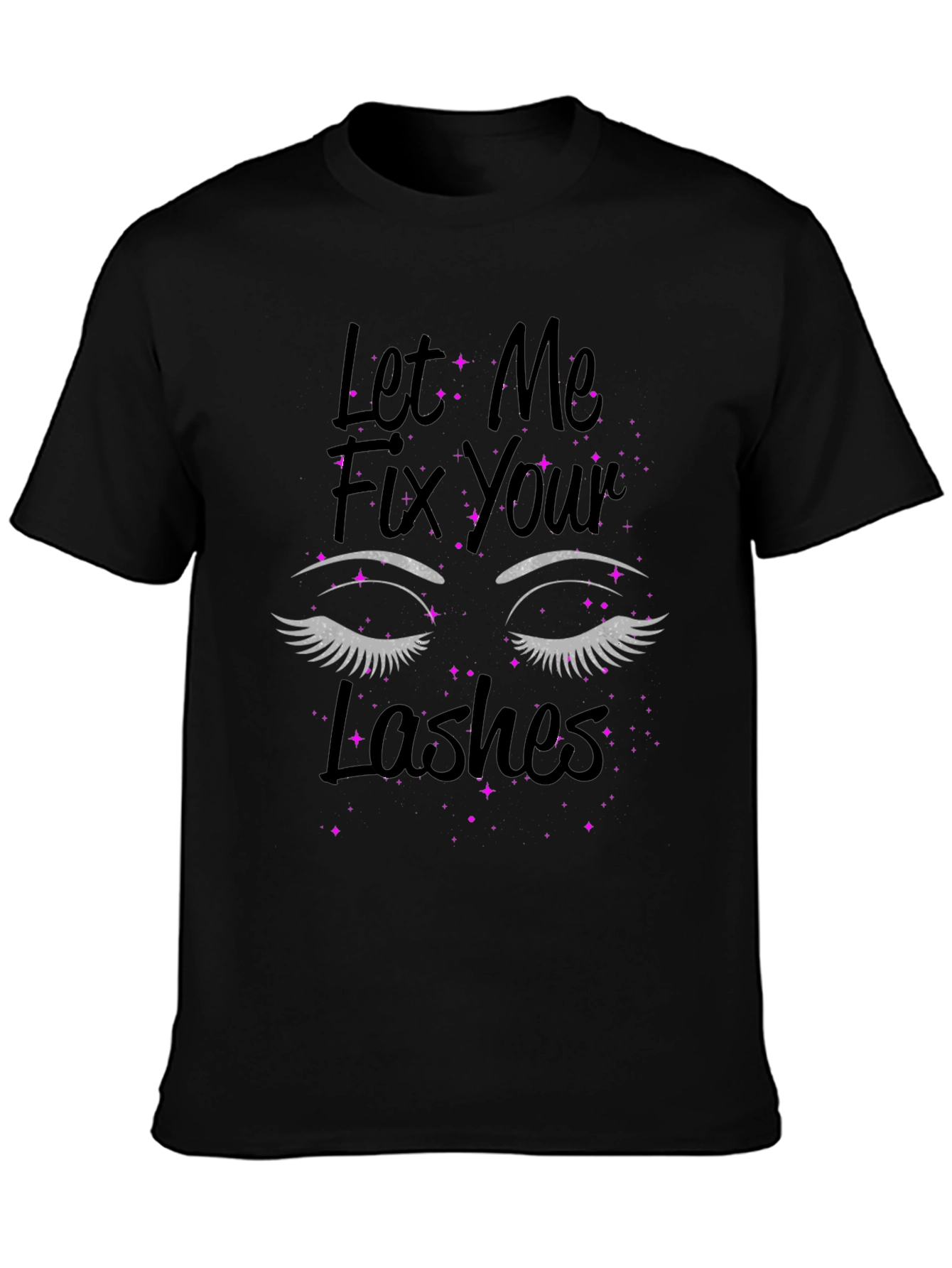 Black Let Me Fix Your Lashes Graphic Tee - Unisex T-Shirt view 3