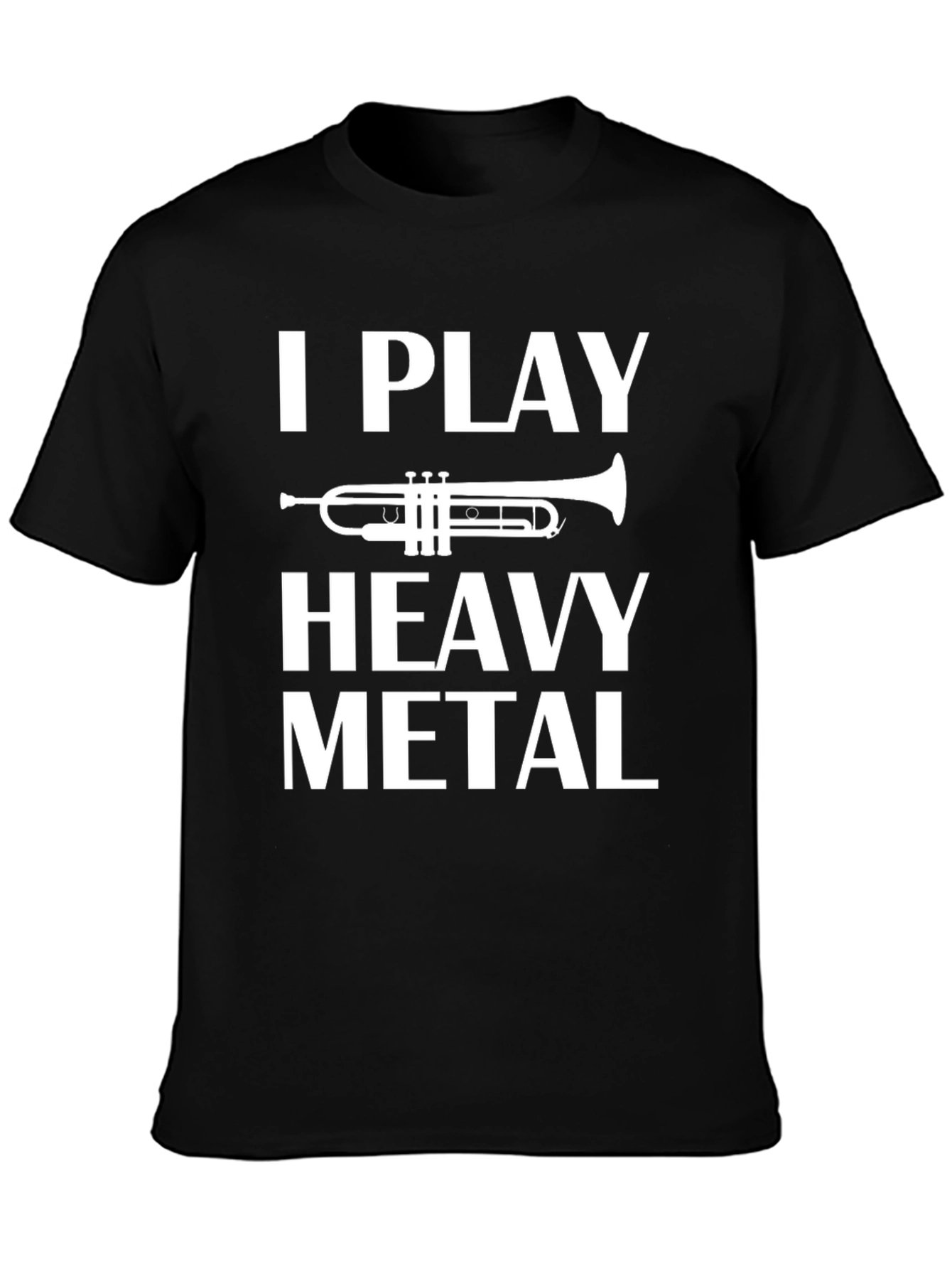 Black I Play Heavy Metal Trumpet T-Shirt view 3