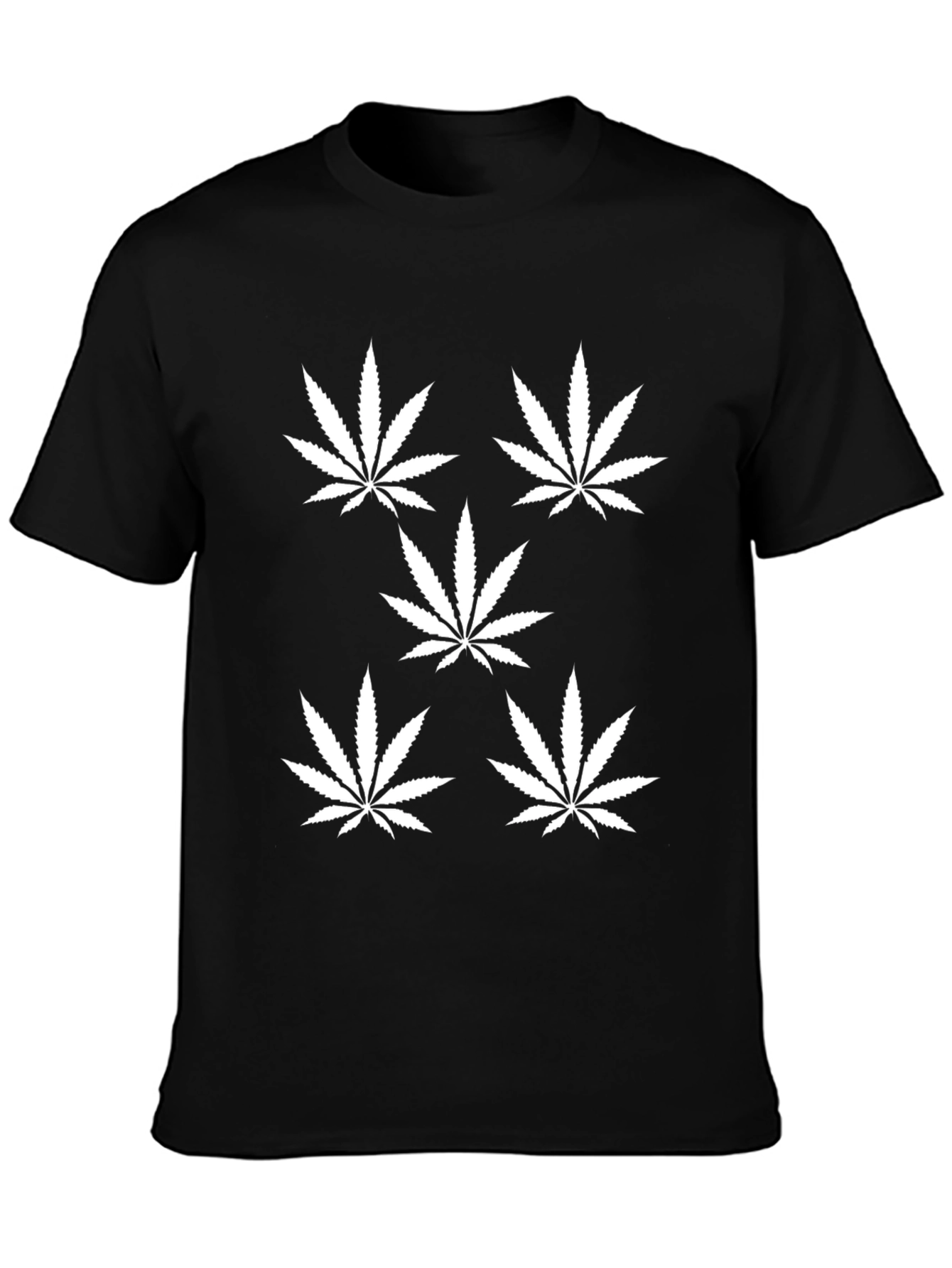 Black Cannabis Leaf Graphic Black T-Shirt view 3