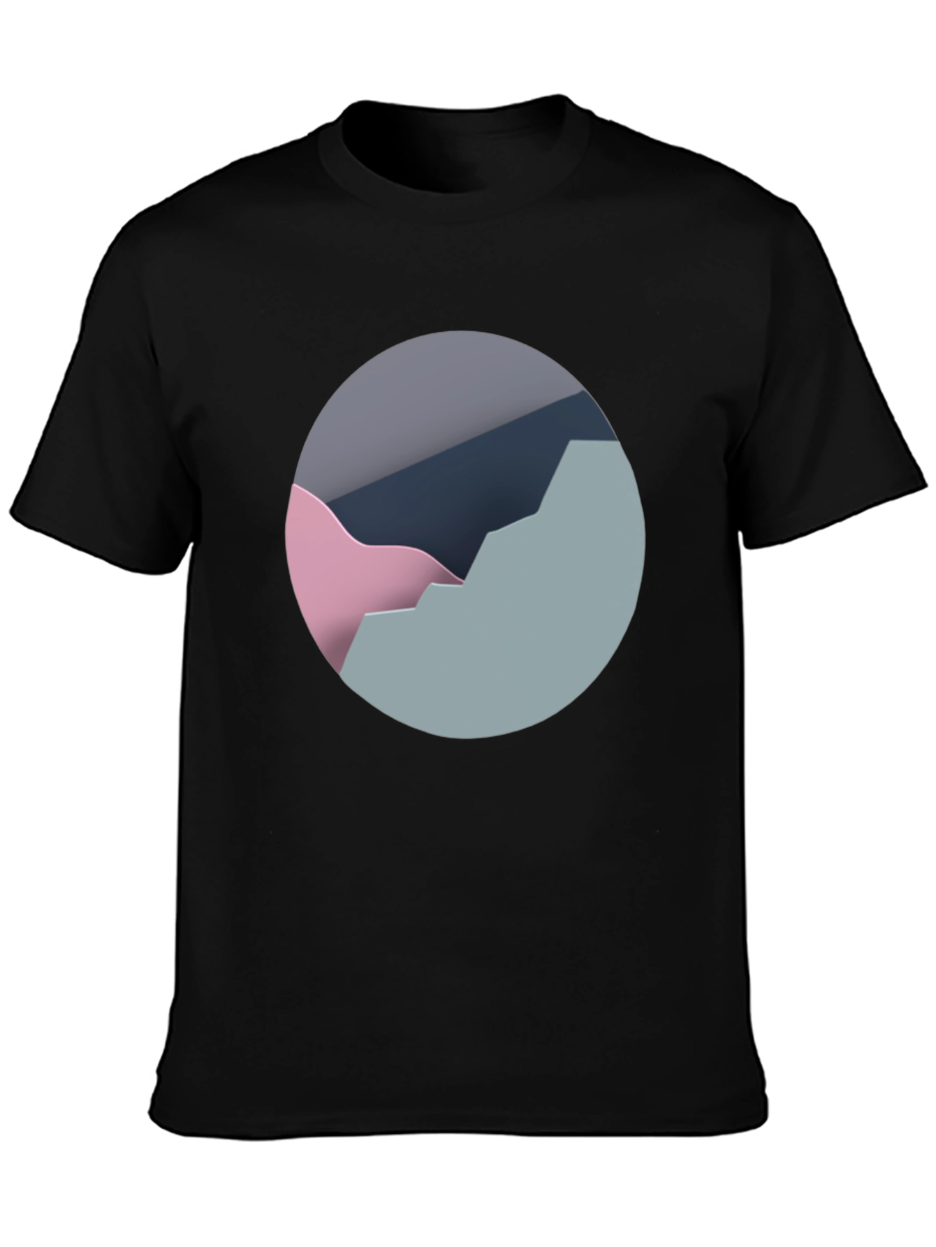 Black Abstract Mountain Graphic Tee - Modern Black T-Shirt view 3