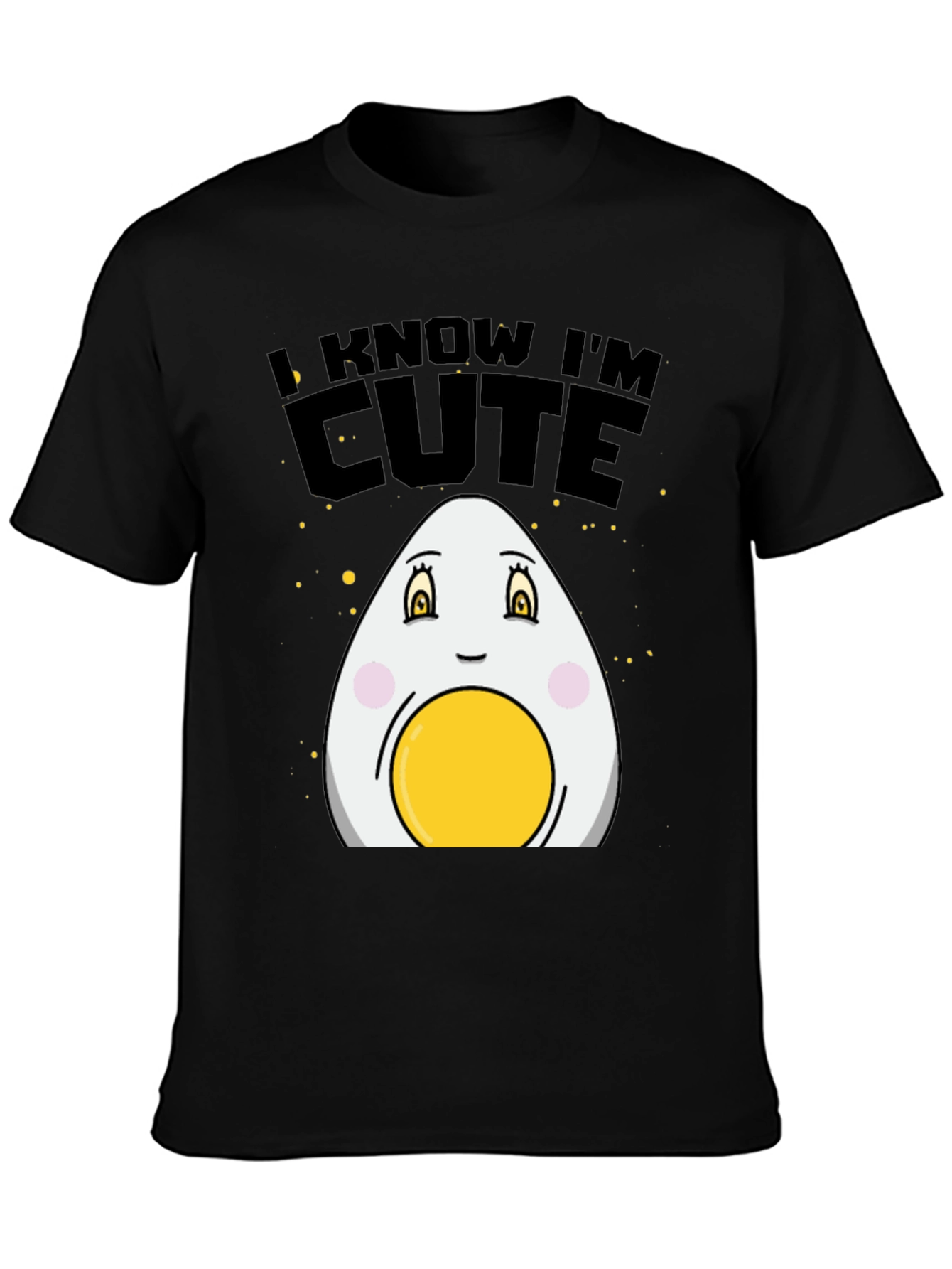 Black Cute Egg Graphic T-Shirt - Funny Foodie Tee view 3