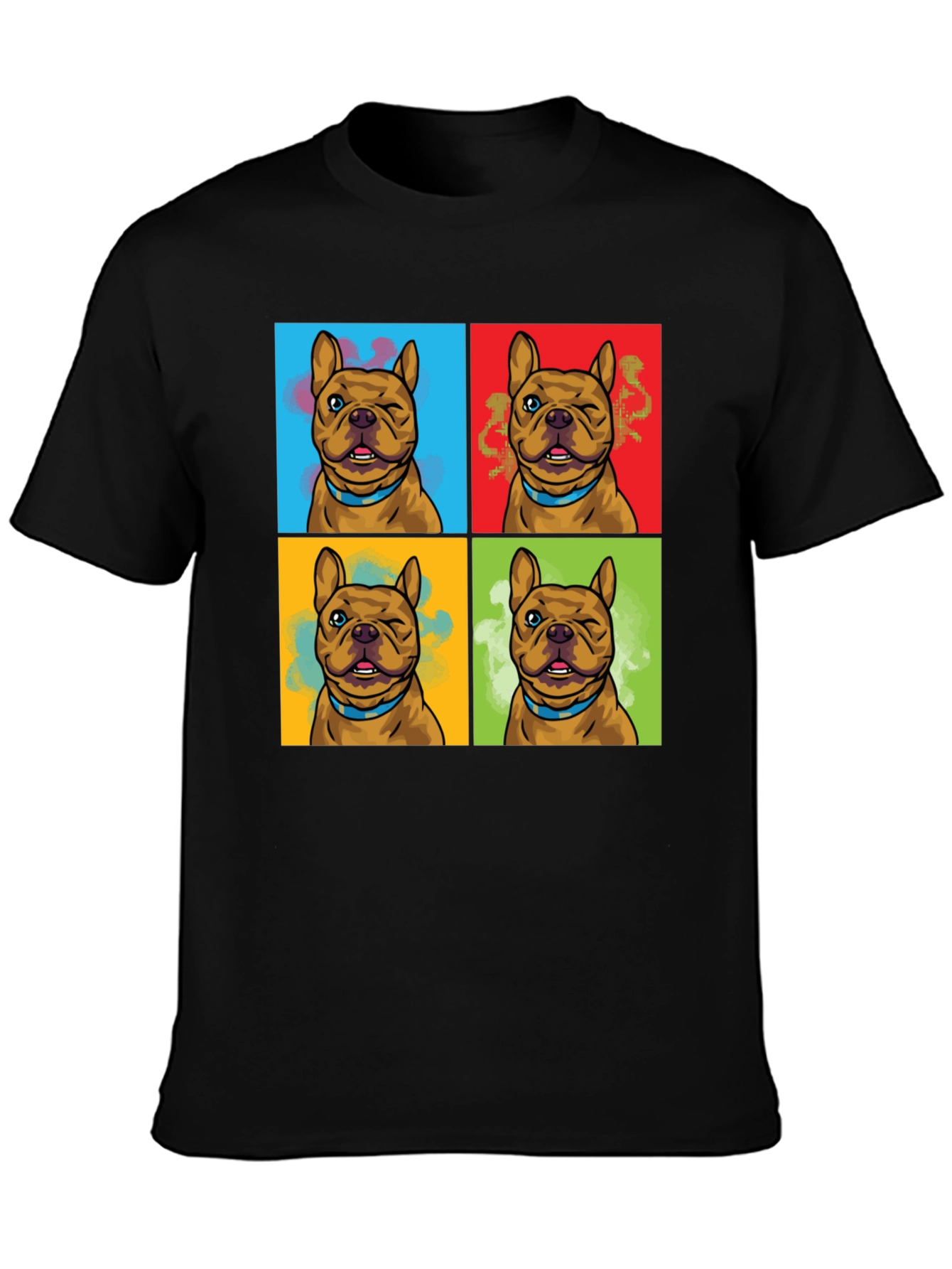 Black Pop Art Bulldog Print T-Shirt view 3