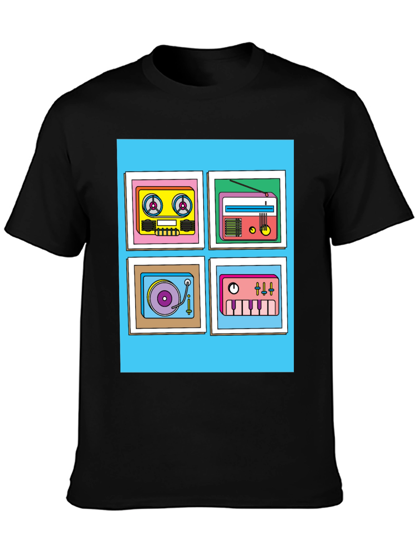 Black Retro Music Graphic Tee - Classic Style view 3