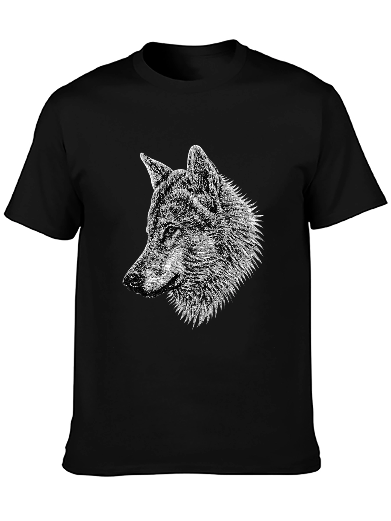 Black Wolf Graphic Tee - Black Cotton T-Shirt view 3