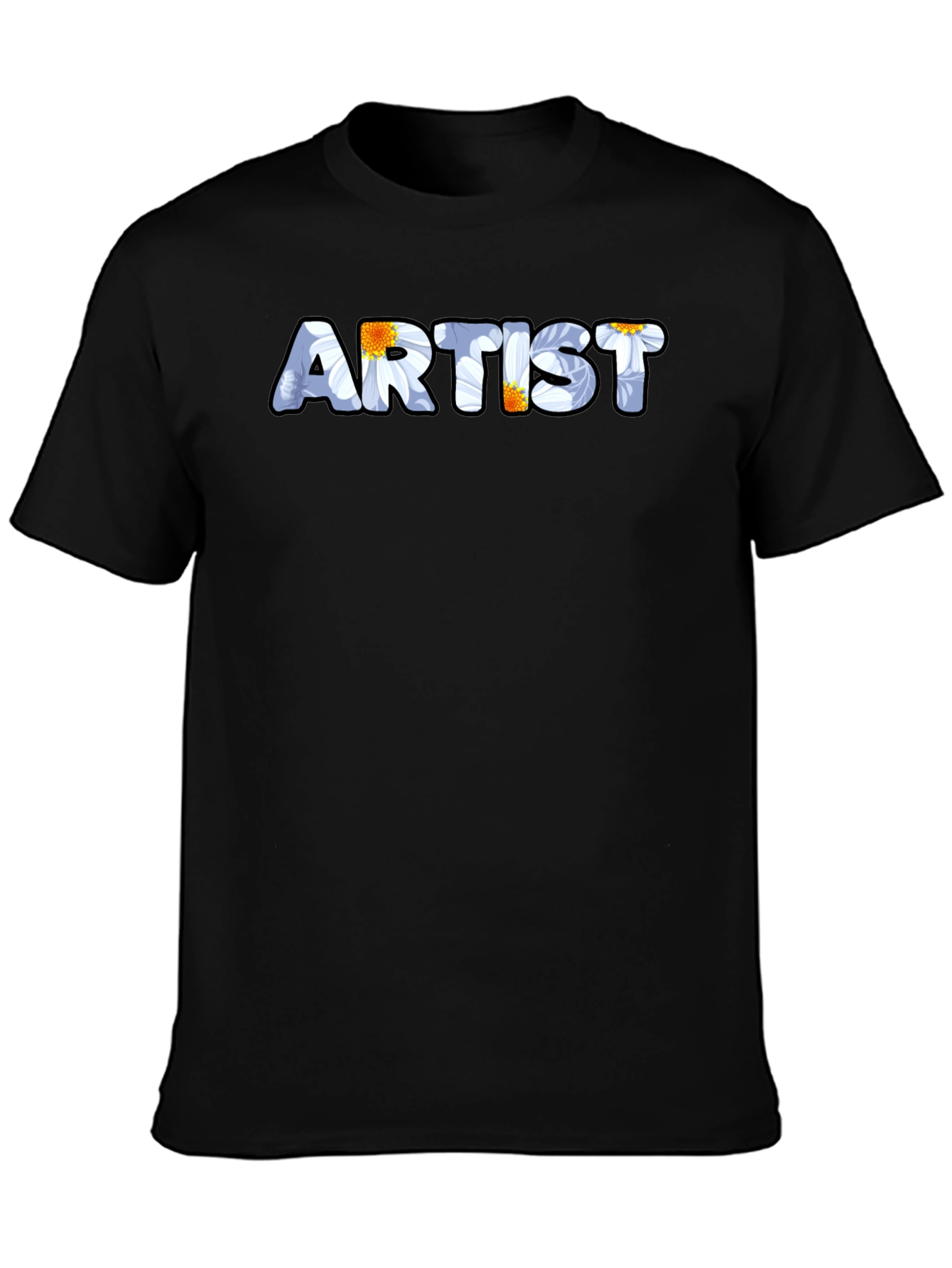 Black Floral Artist T-Shirt - Unique Design view 3