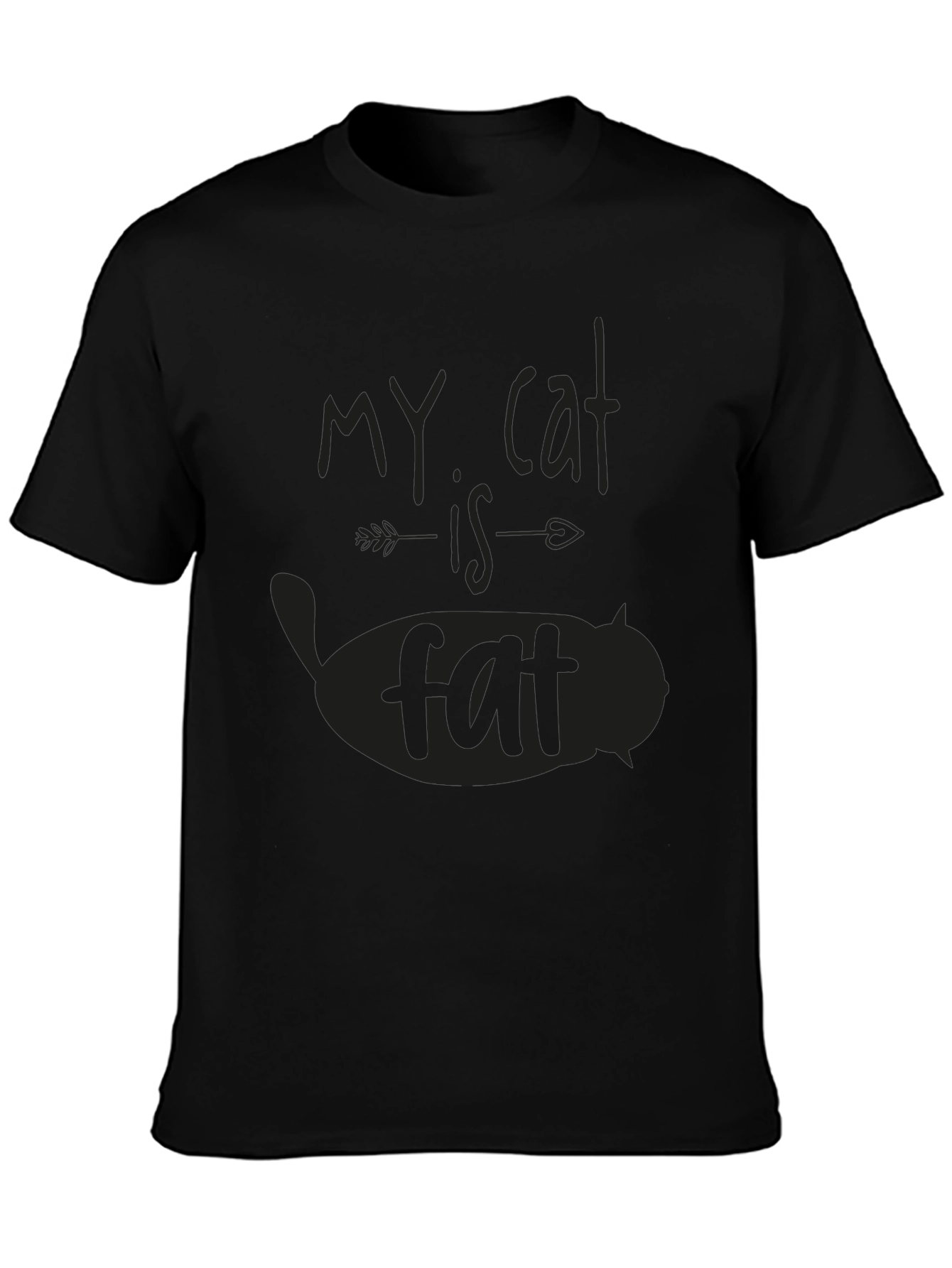 Black My Cat Is Fat Black T-Shirt view 3