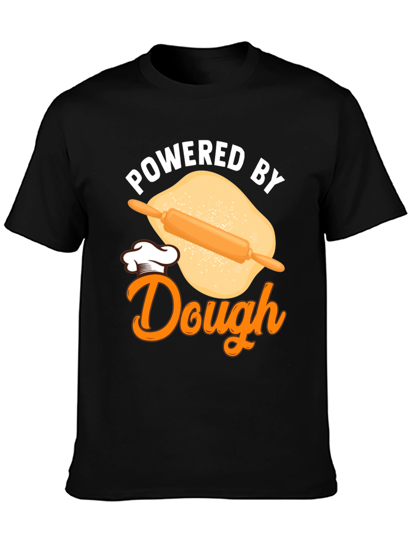 Black Powered by Dough Funny Baking T-Shirt view 3