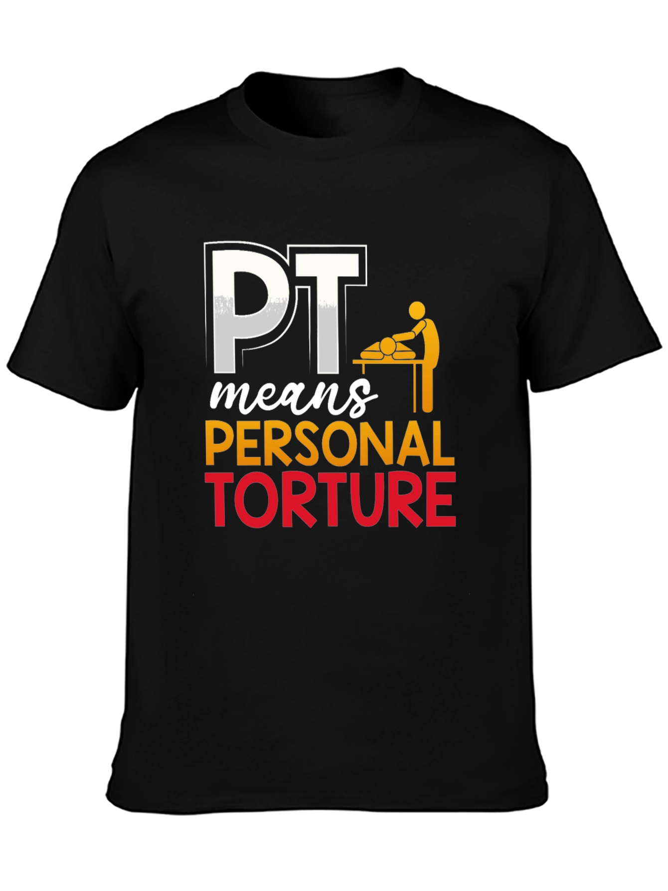 Black PT Means Personal Torture Graphic T-Shirt view 3