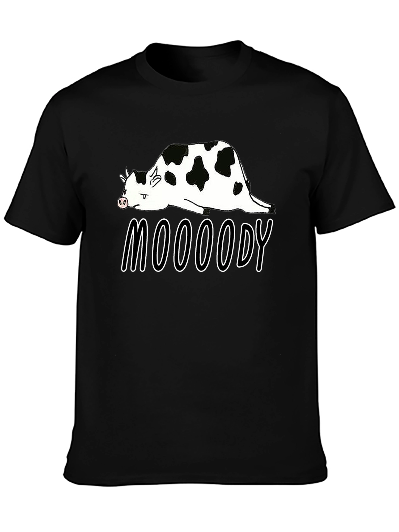 Black Mooooody Cow Graphic Tee - Funny Animal Shirt view 3