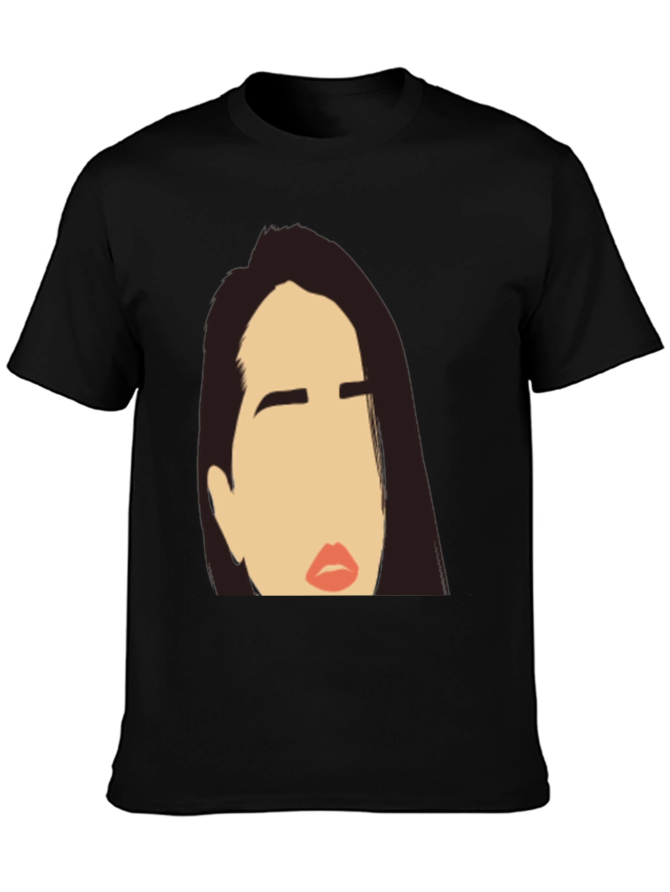 Black Abstract Face Black T-Shirt view 3