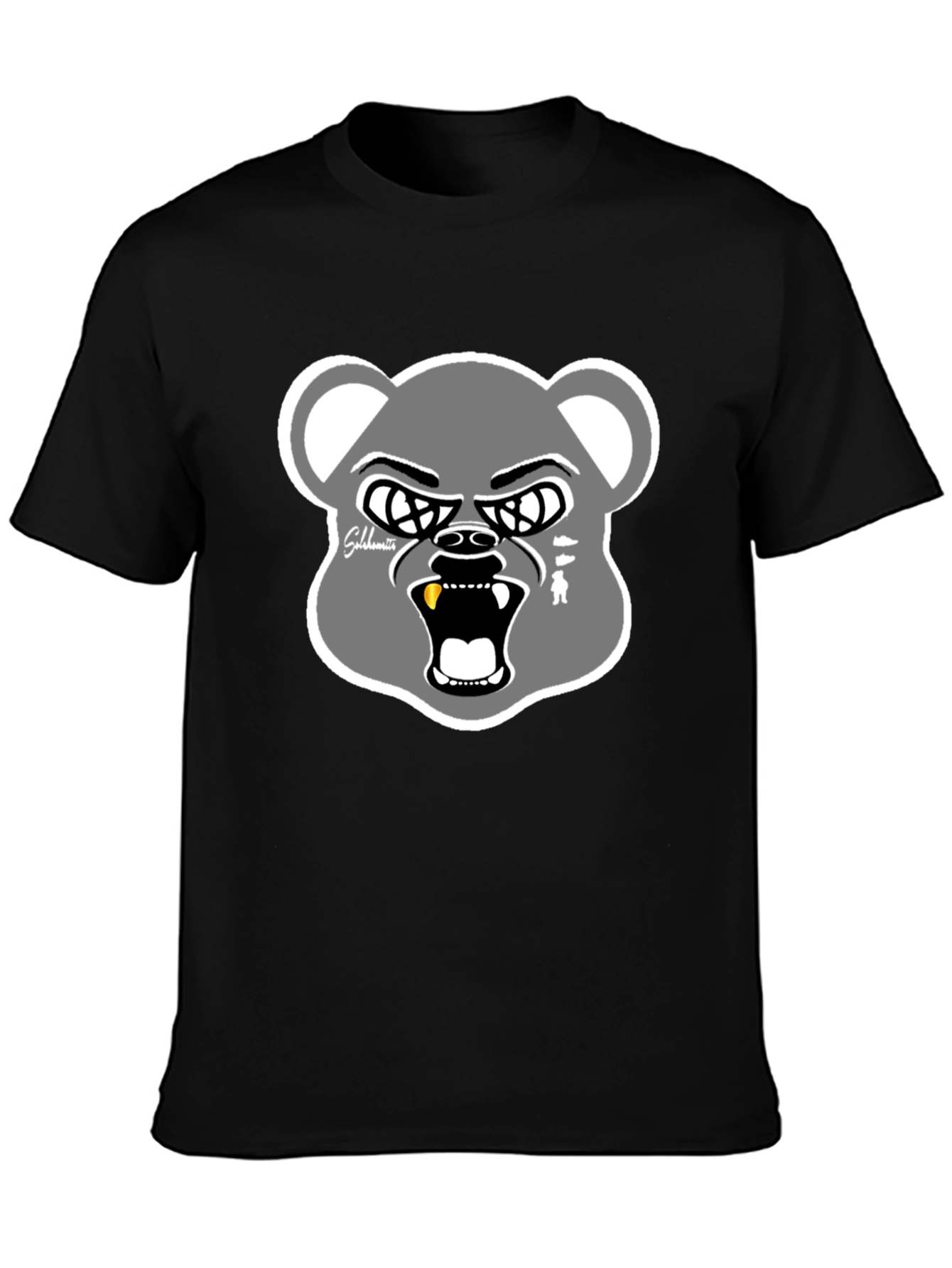 Black Graphic Bear Head T-Shirt - Cool Streetwear view 3