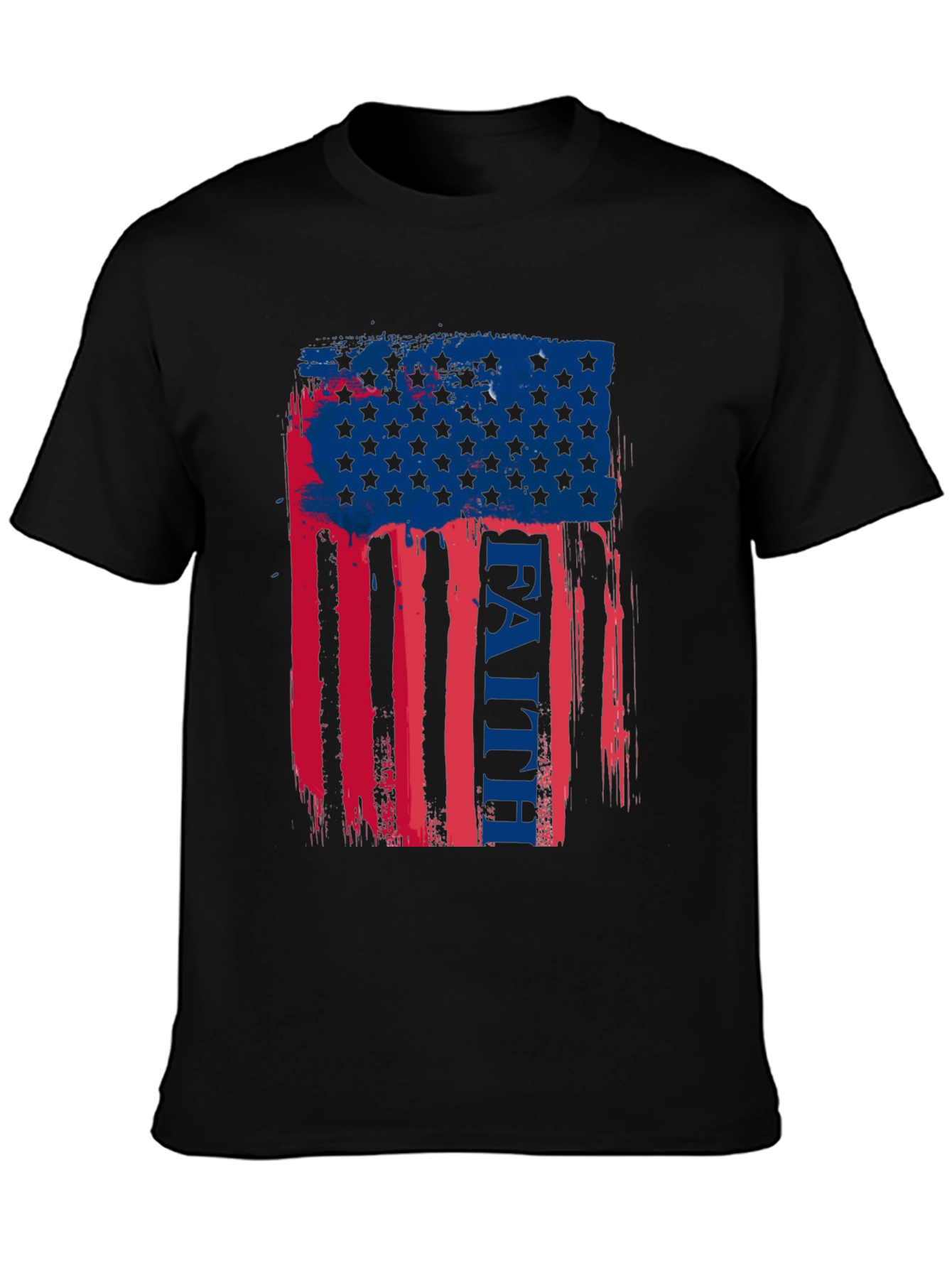 Black Faith American Flag Graphic T-Shirt view 3