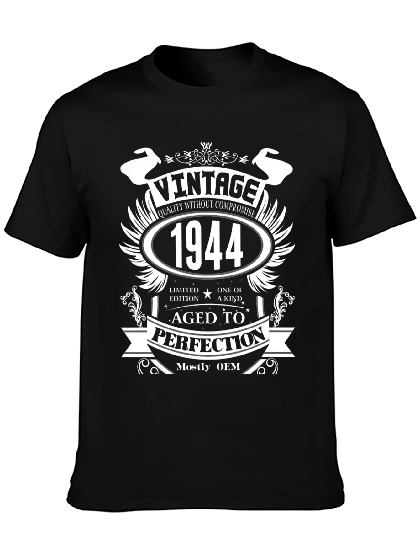 Black Vintage 1944 Aged to Perfection T-Shirt view 3