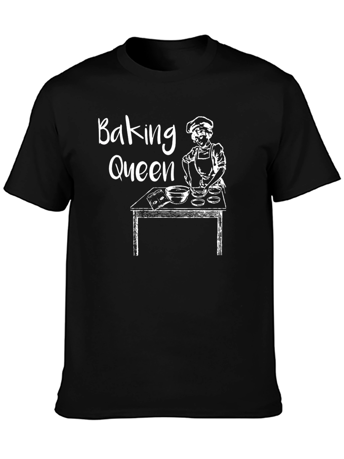 Black Baking Queen T-Shirt - Baker Gift Tee view 3