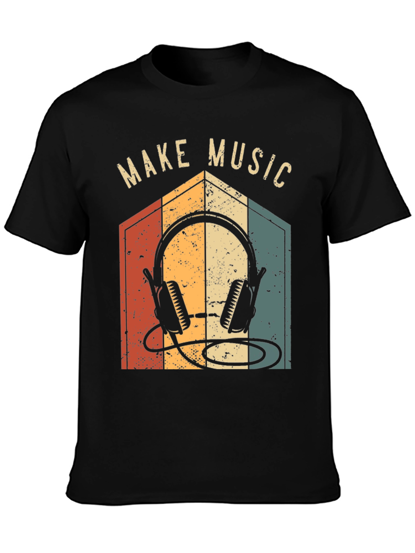 Black Make Music Retro Graphic Tee view 3