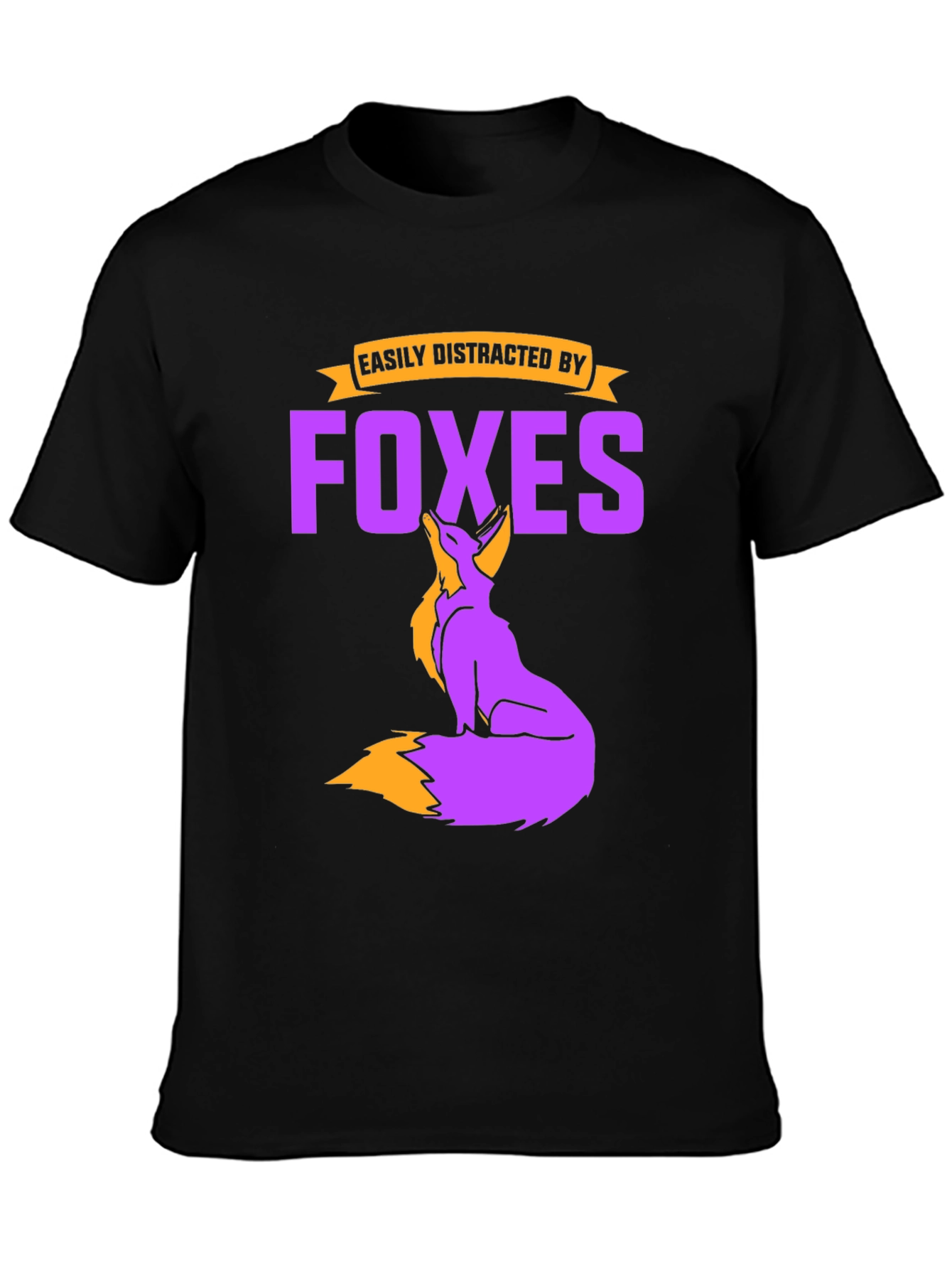Black Easily Distracted By Foxes Graphic T-Shirt view 3