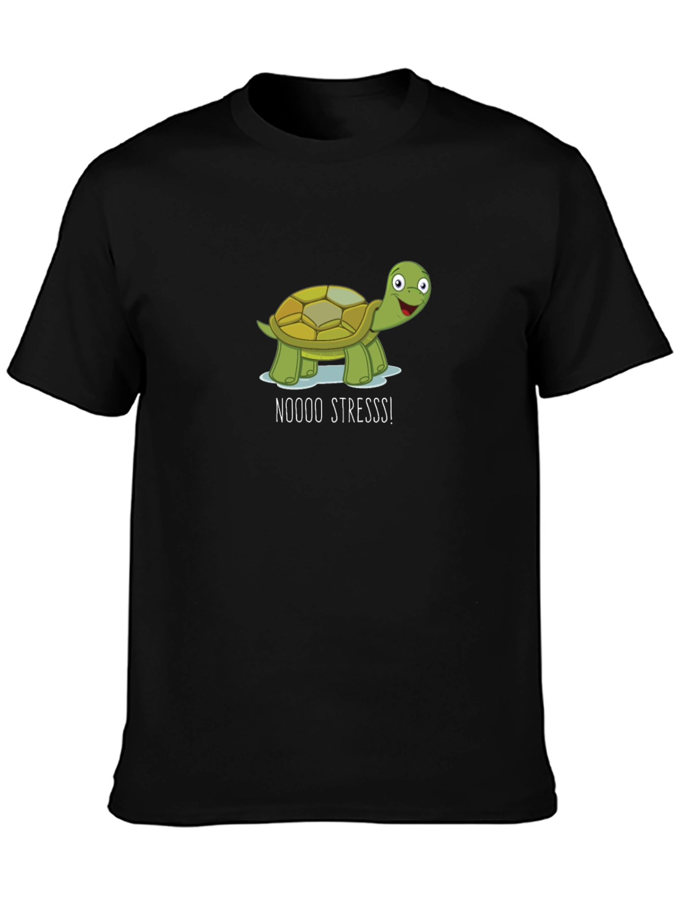 Black No Stress Turtle Black T-Shirt view 3