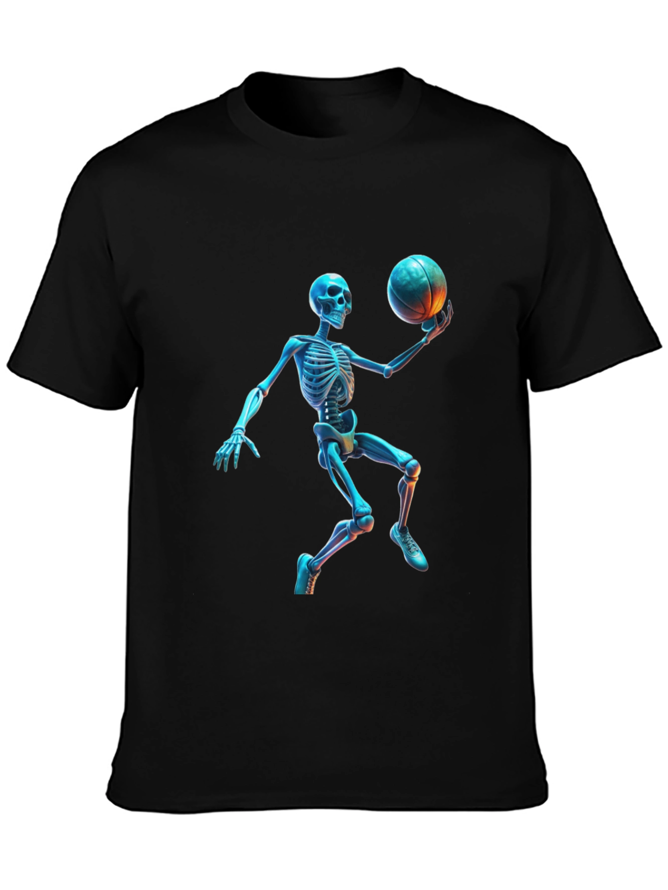 Black Skeleton Basketball Graphic Tee - Cool & Unique Design view 3