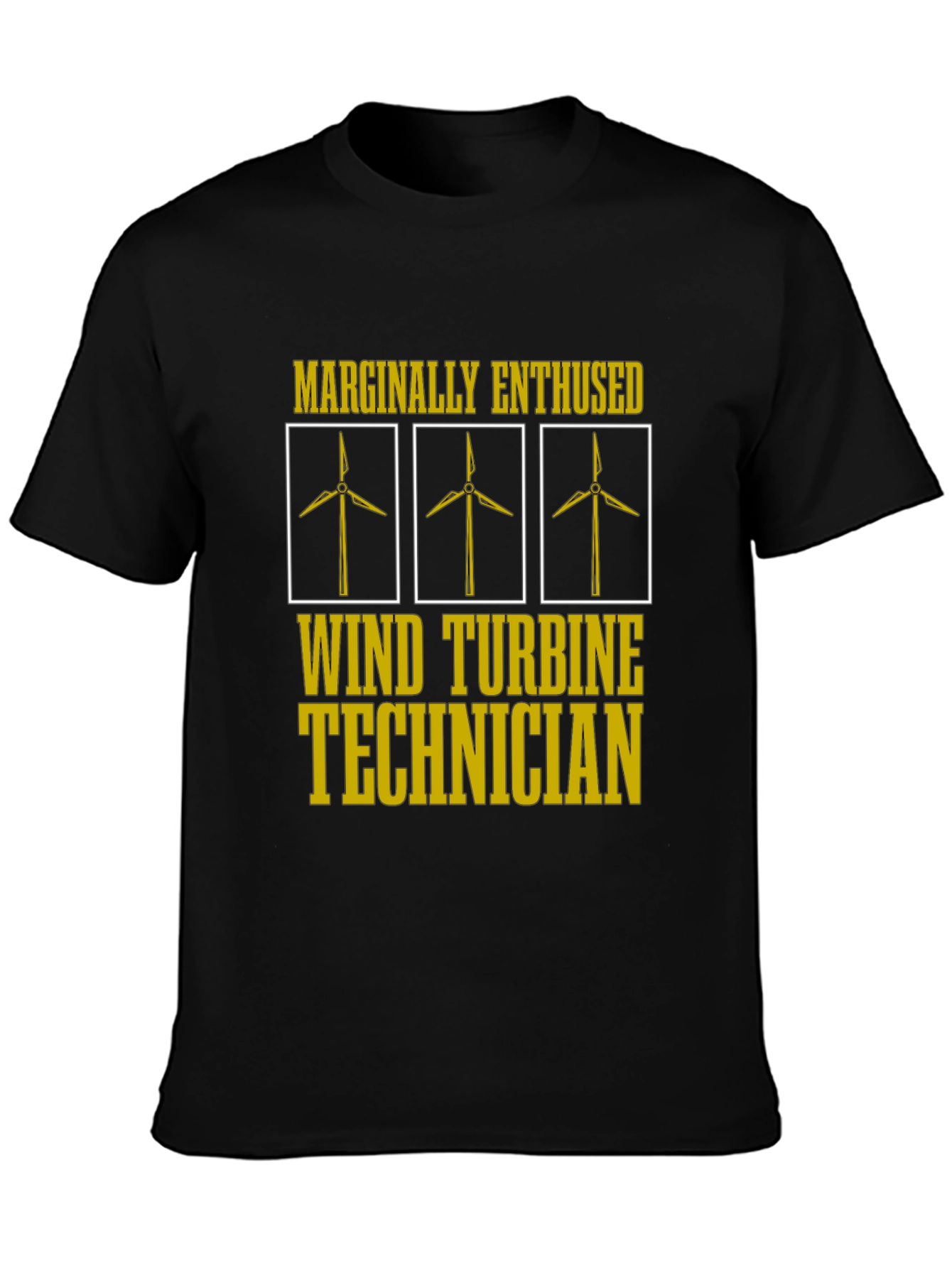 Black Marginally Enthused Wind Turbine Technician T-Shirt view 3