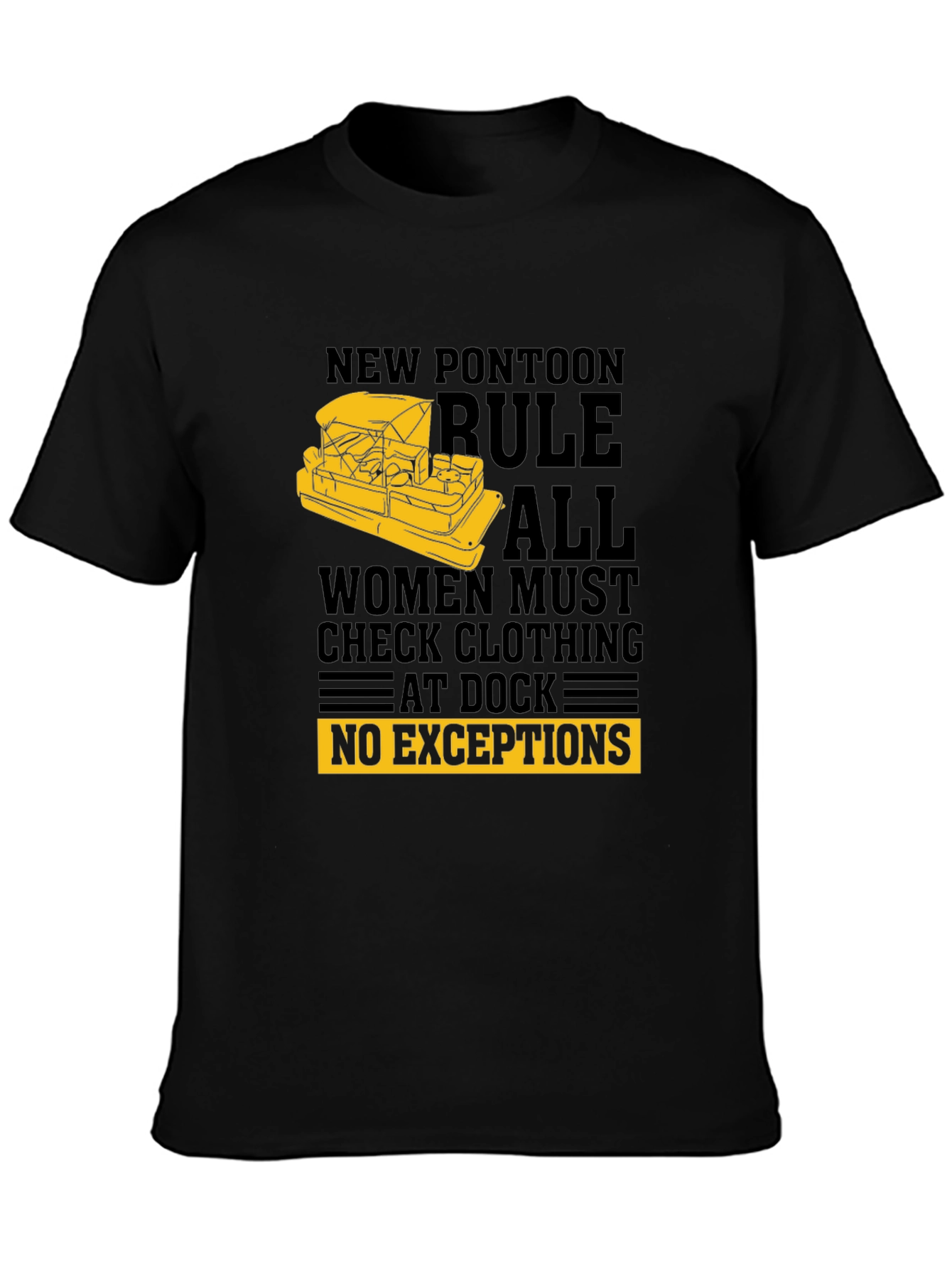 Black New Pontoon Rules T-Shirt - Funny Boat Apparel view 3
