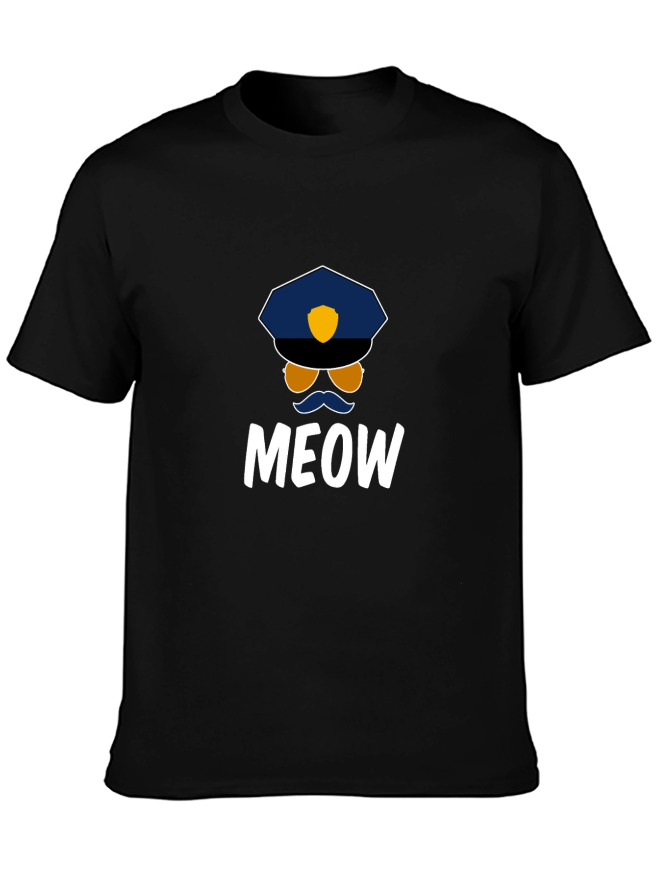 Black Meow Cop T-Shirt - Fun Graphic Tee view 3