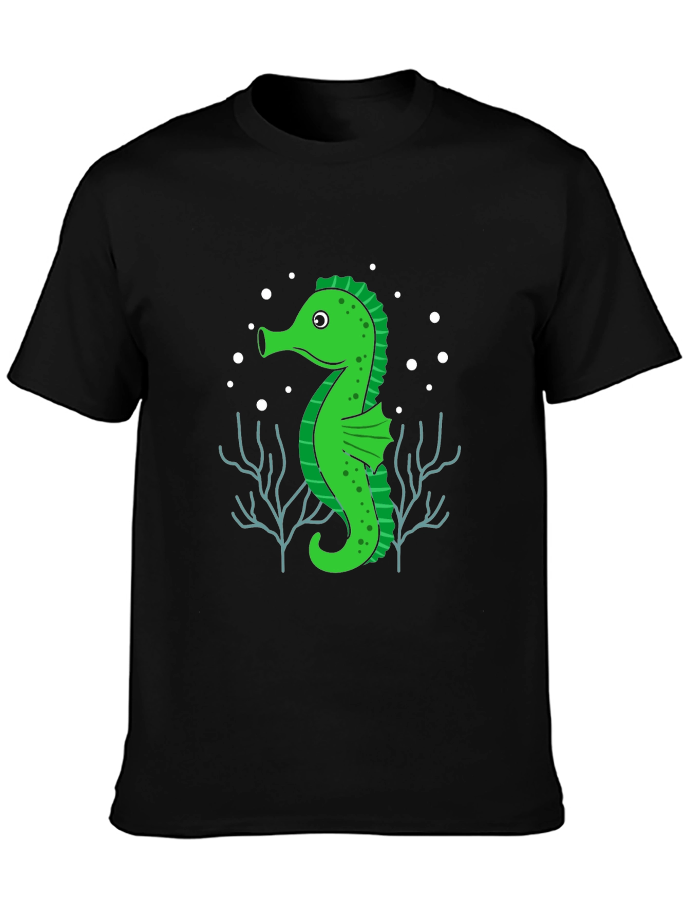 Black Seahorse Graphic Tee - Black Cotton T-Shirt view 3