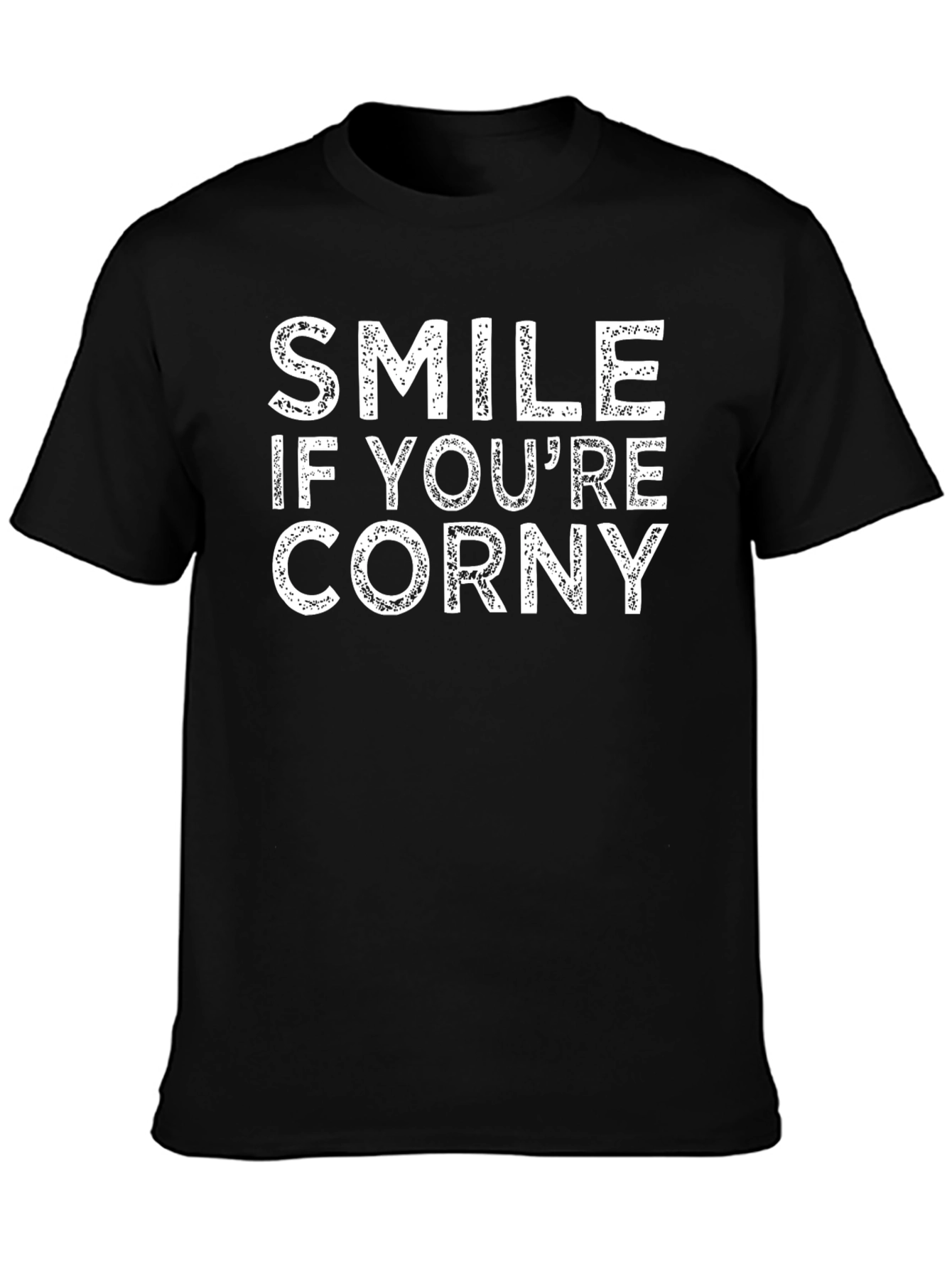 Black Smile If You're Corny T-Shirt - Black Novelty Tee view 3