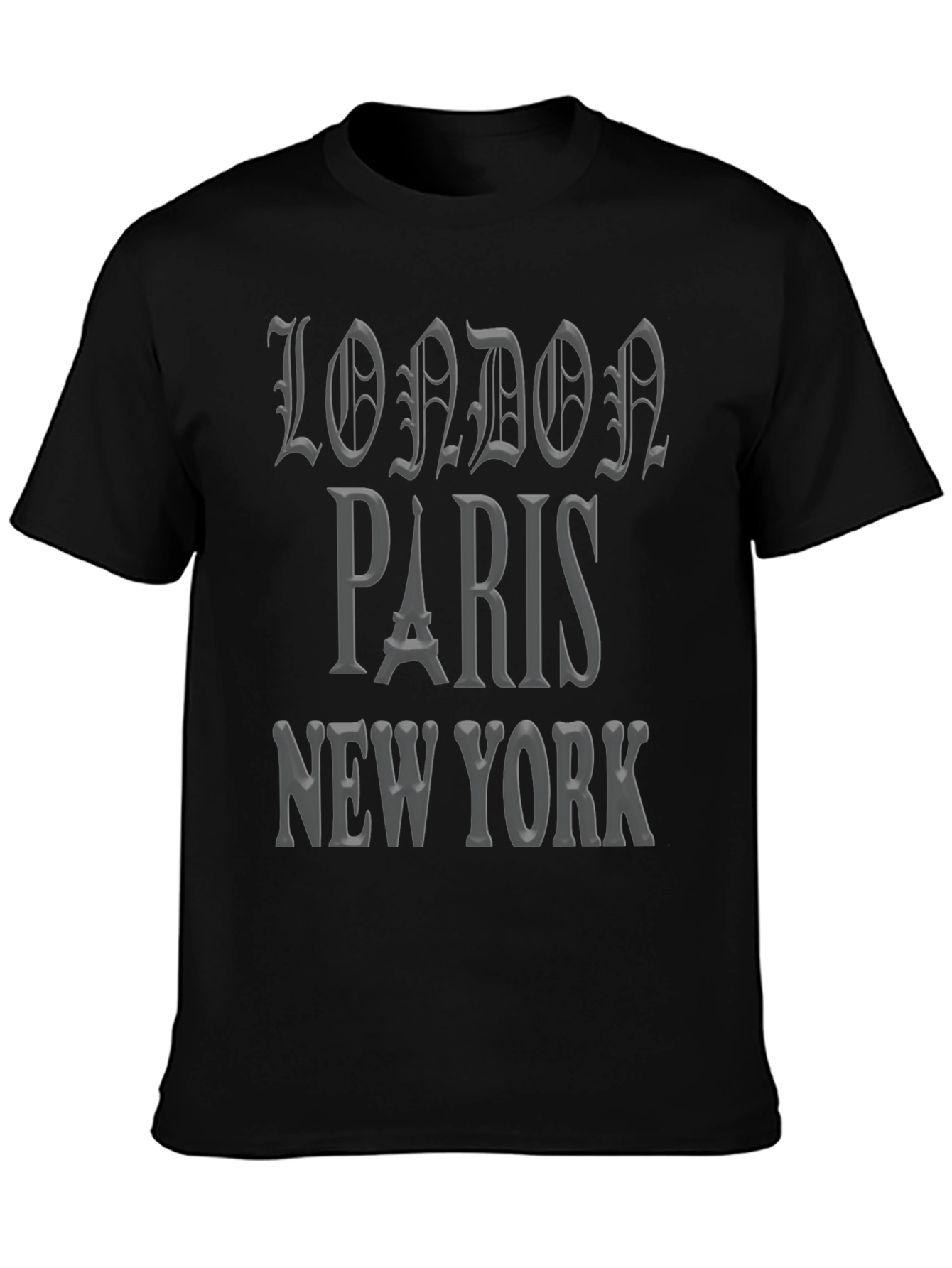 Black London Paris New York Graphic Tee view 3