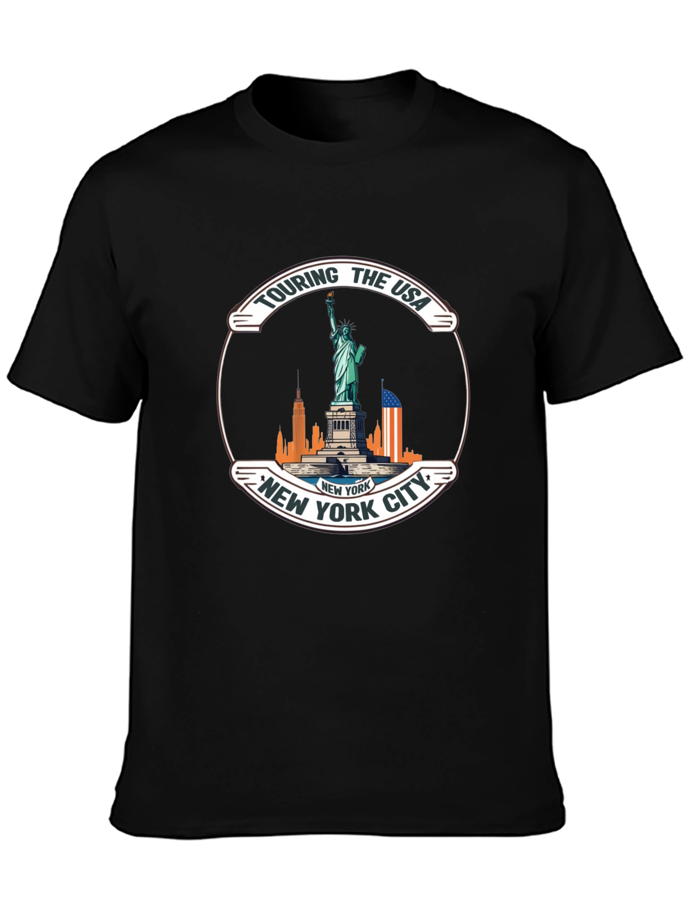 Black New York City USA Souvenir T-Shirt view 3