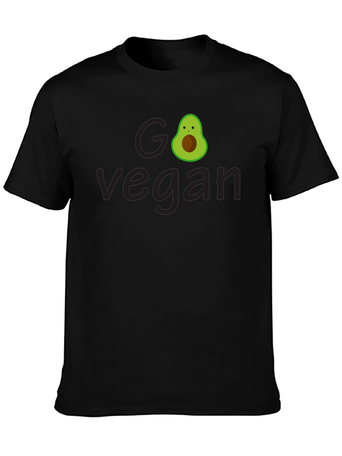 Black Go Vegan Avocado Tee - Unisex Black T-Shirt view 3
