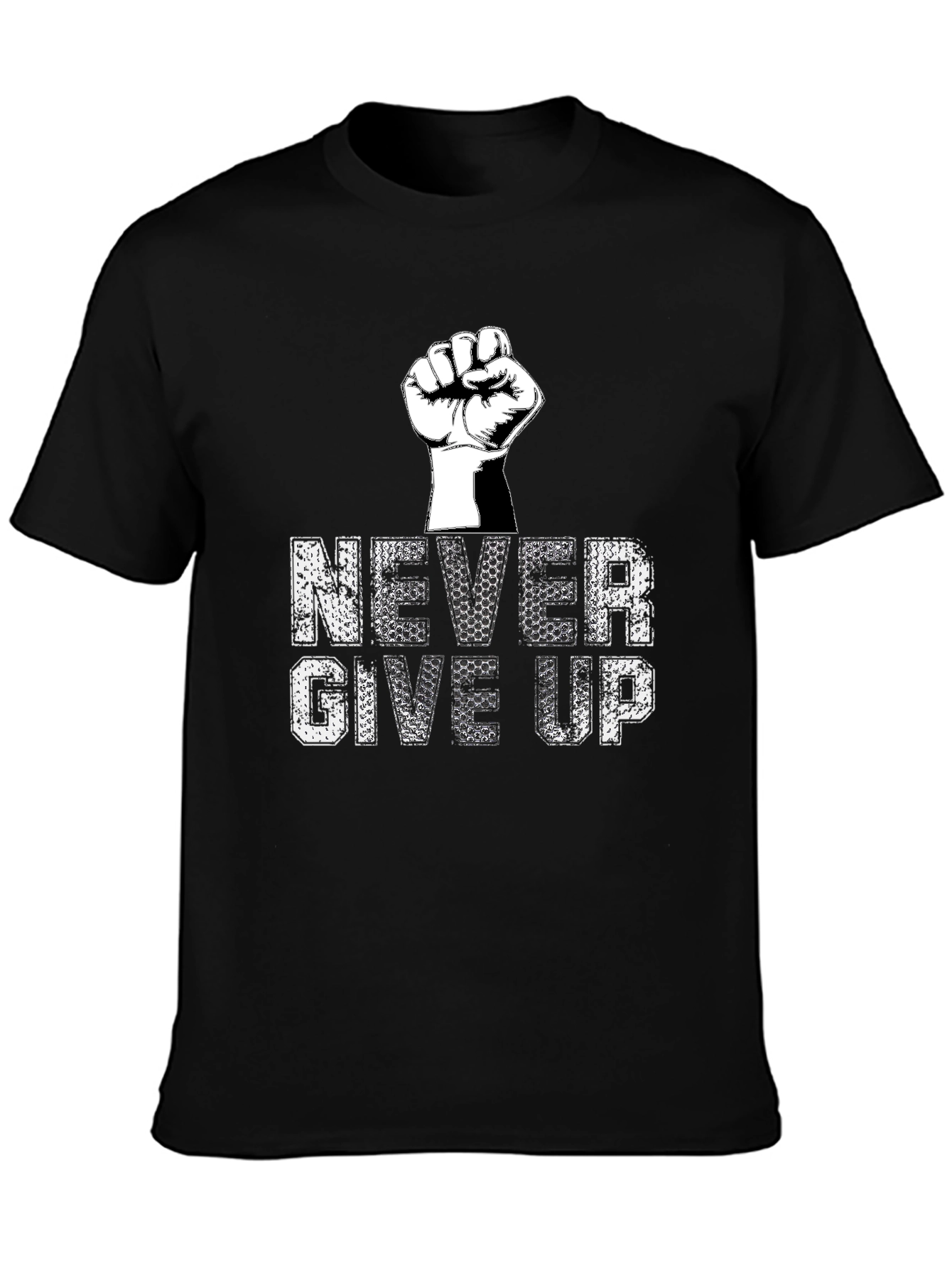 Black Never Give Up Graphic Tee - Motivational T-Shirt view 3