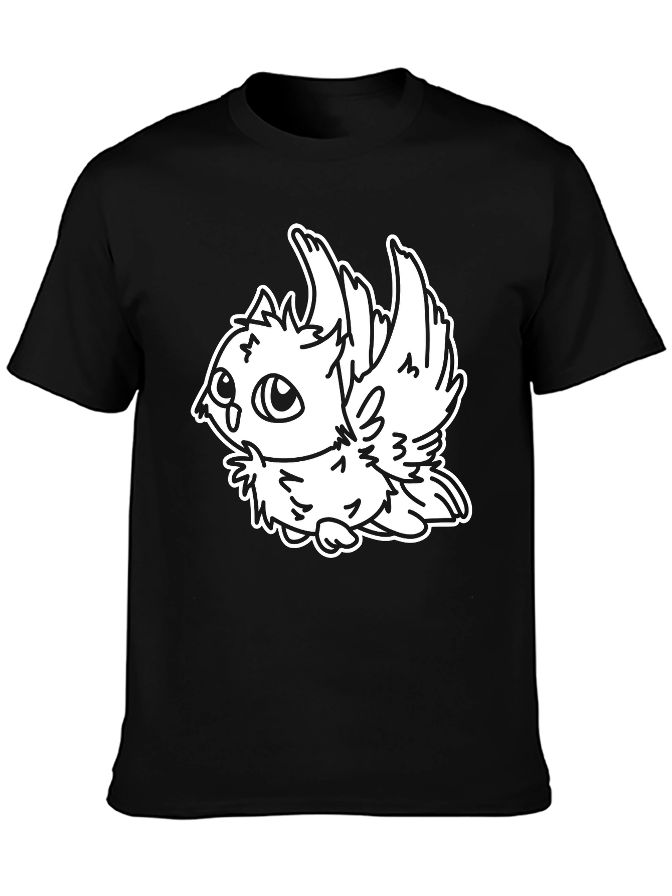 Black Cute Cartoon Owl Graphic Black T-Shirt view 3