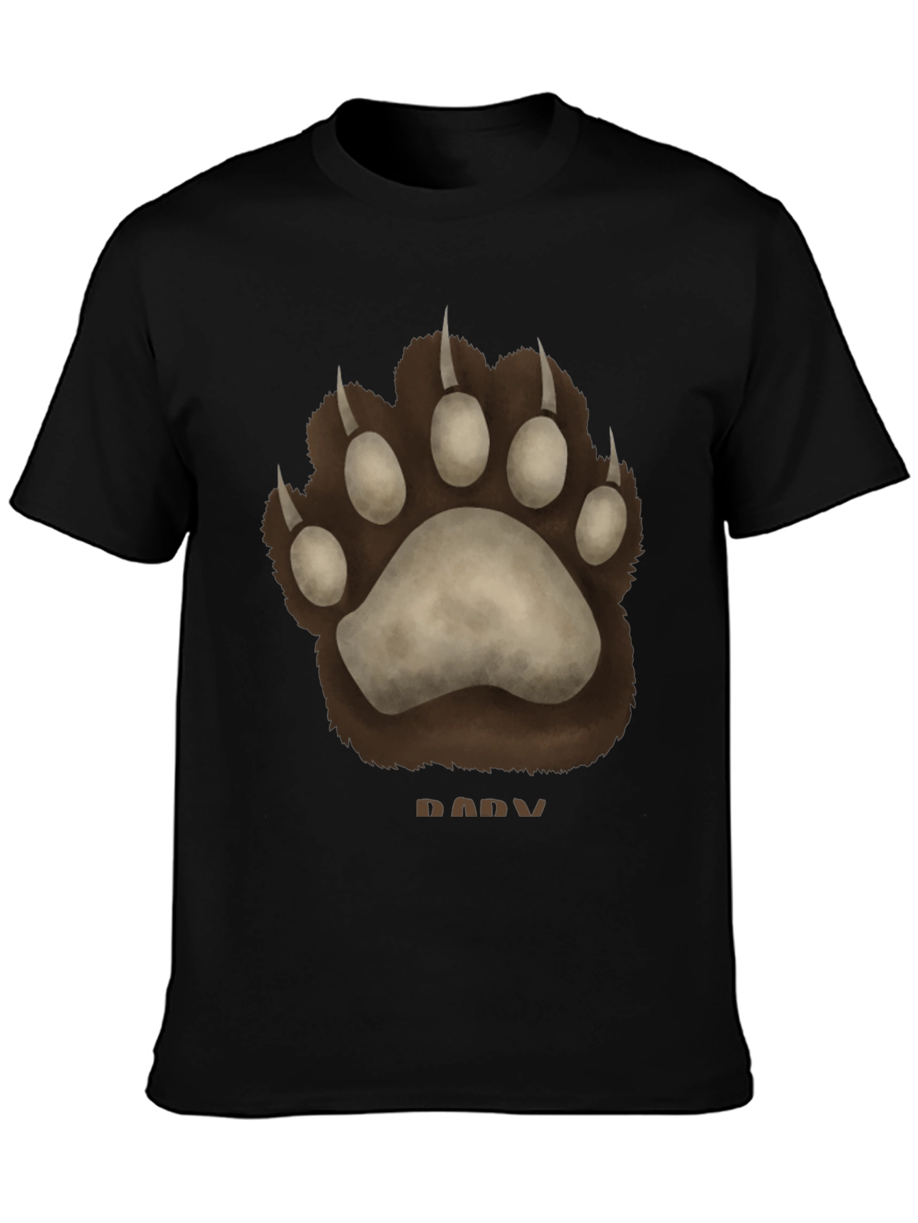 Black Bear Paw Print Black T-Shirt view 3