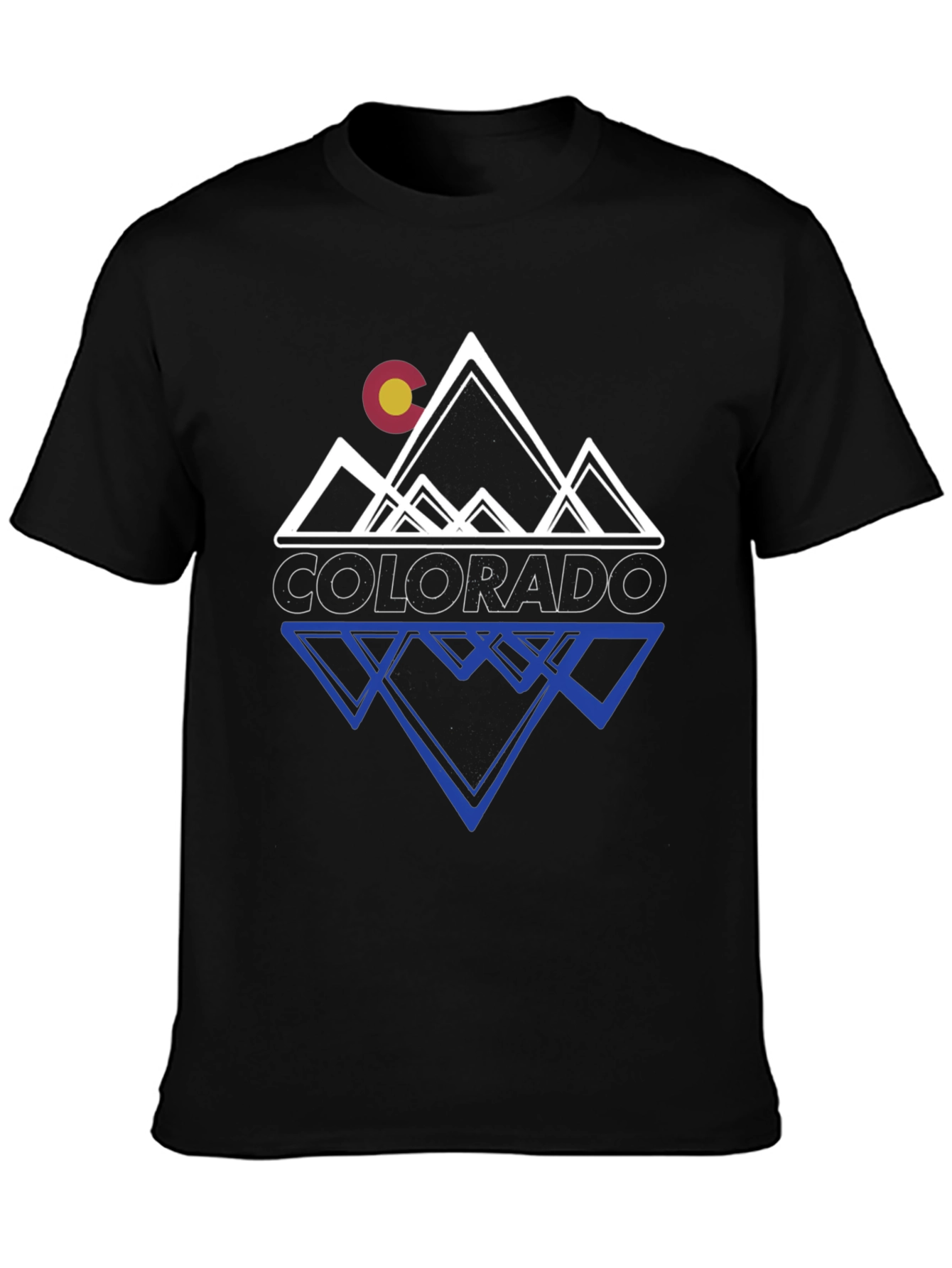 Black Colorado Mountains Graphic Tee - Black Casual T-Shirt view 3