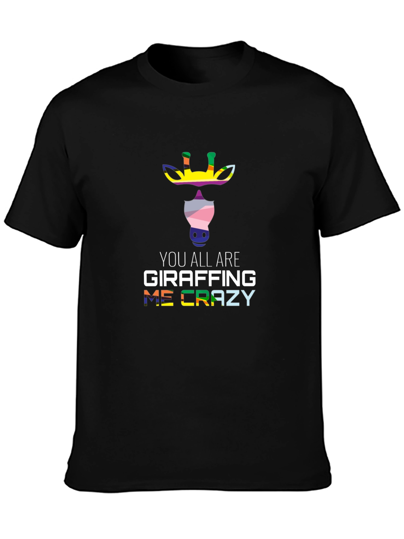 Black Giraffe Crazy T-Shirt: Fun, Colorful Design view 3