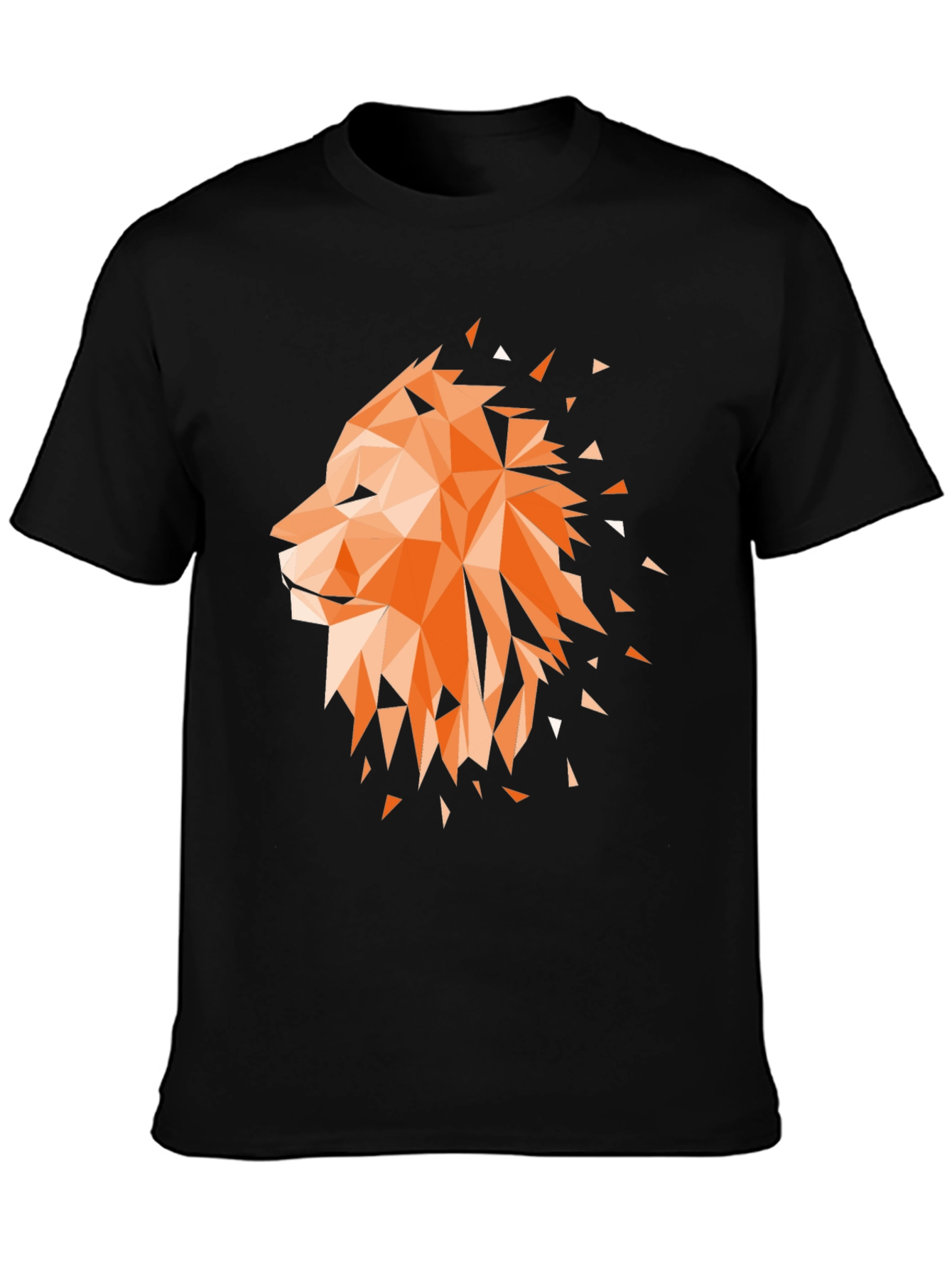 Black Geometric Lion Graphic Tee - Stylish Men's Black T-Shirt view 3