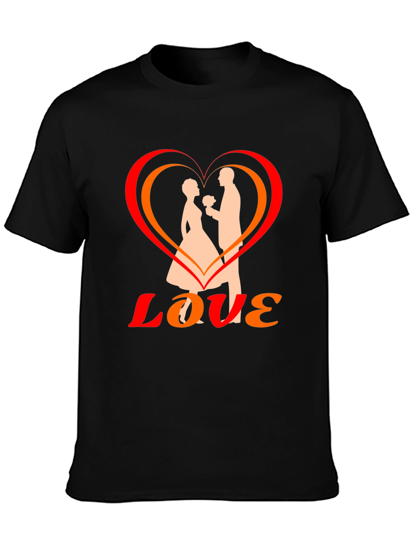Black Love Graphic Tee - Heart Couple Design view 3