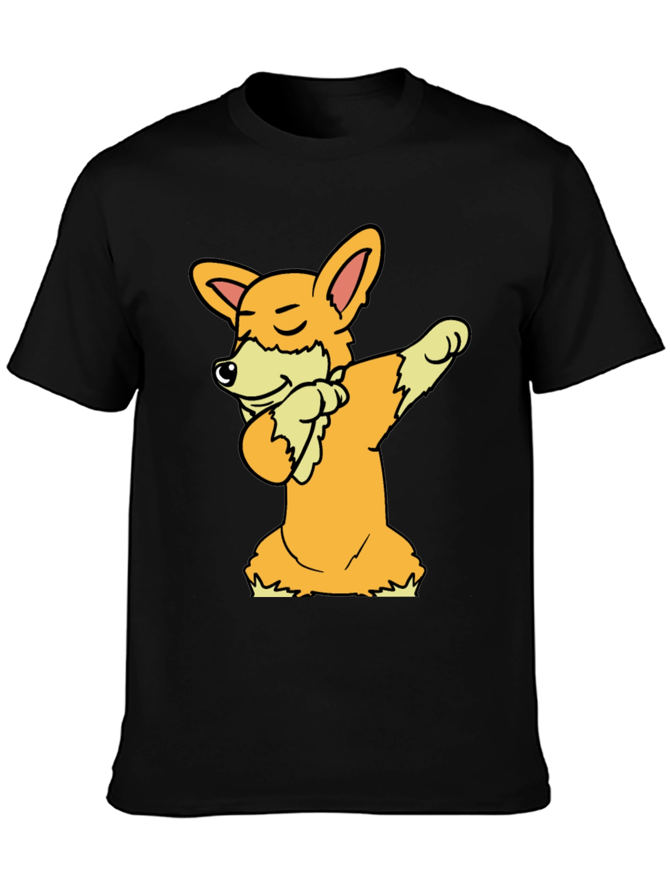 Black Dabbing Corgi Graphic Tee view 3