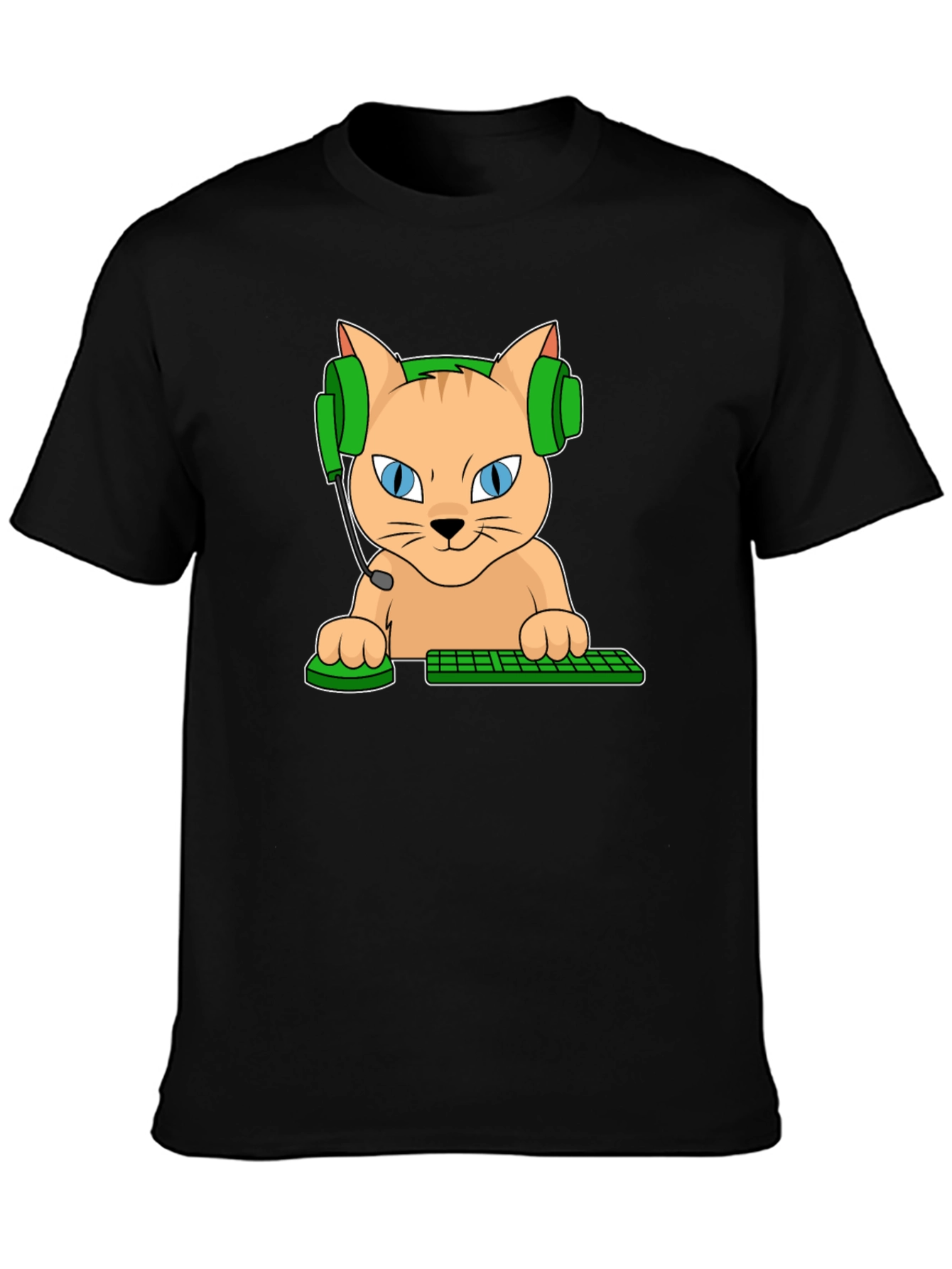 Black Gamer Cat Graphic T-Shirt view 3