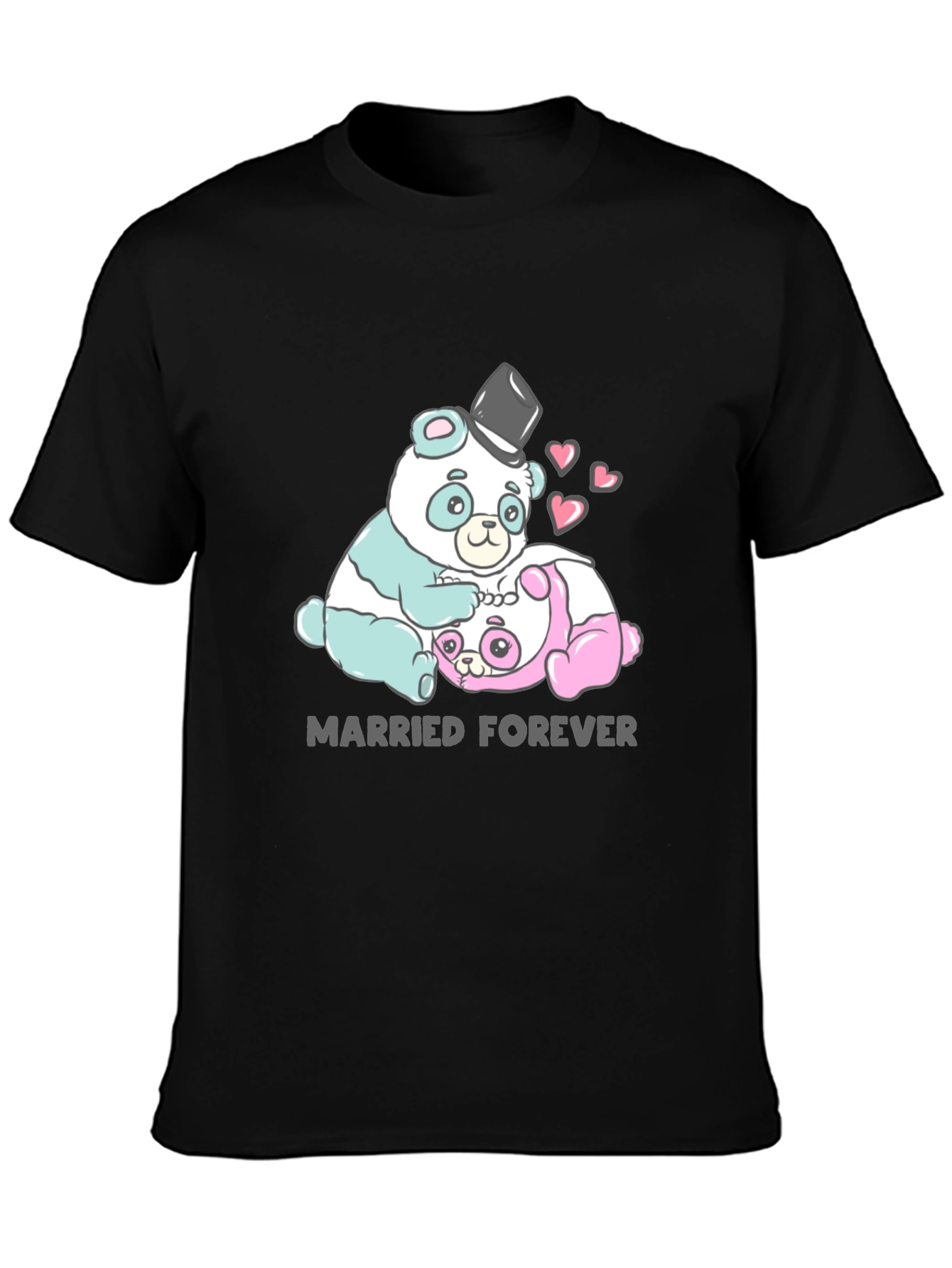 Black Married Forever Panda Graphic Tee view 3