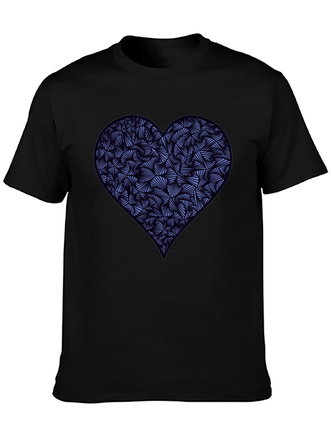 Black Heart Print Men's Black T-Shirt view 3