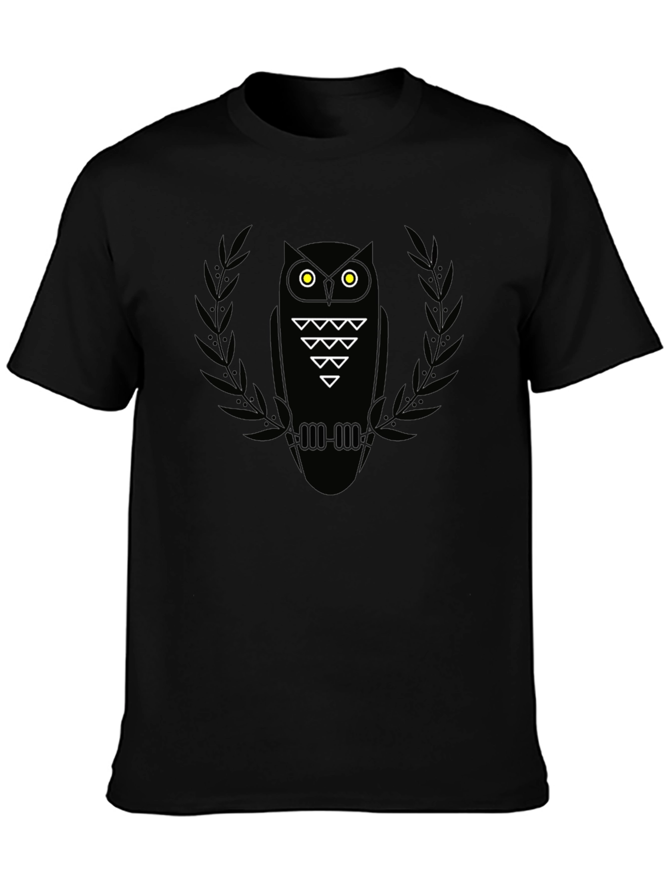 Black Men's Black Owl Graphic Tee - Modern Style view 3