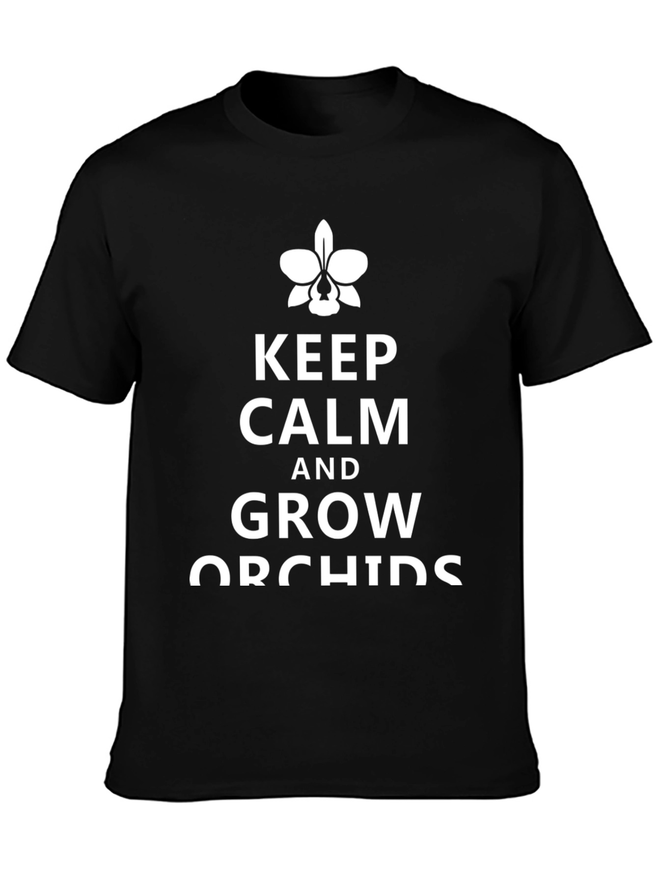 Black Keep Calm and Grow Orchids T-Shirt view 3