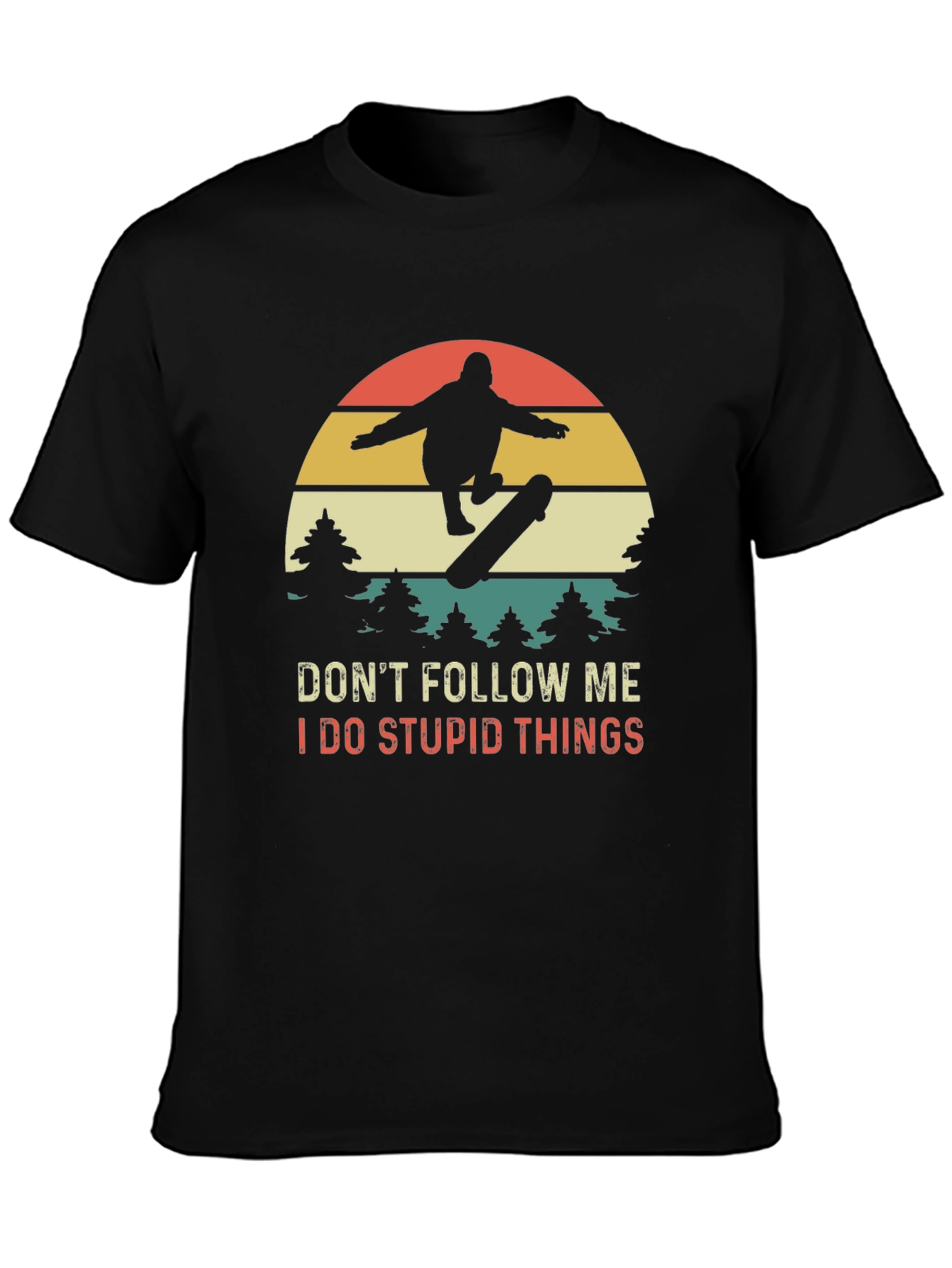 Black Skateboarder Graphic Tee - Don't Follow Me T-Shirt view 3