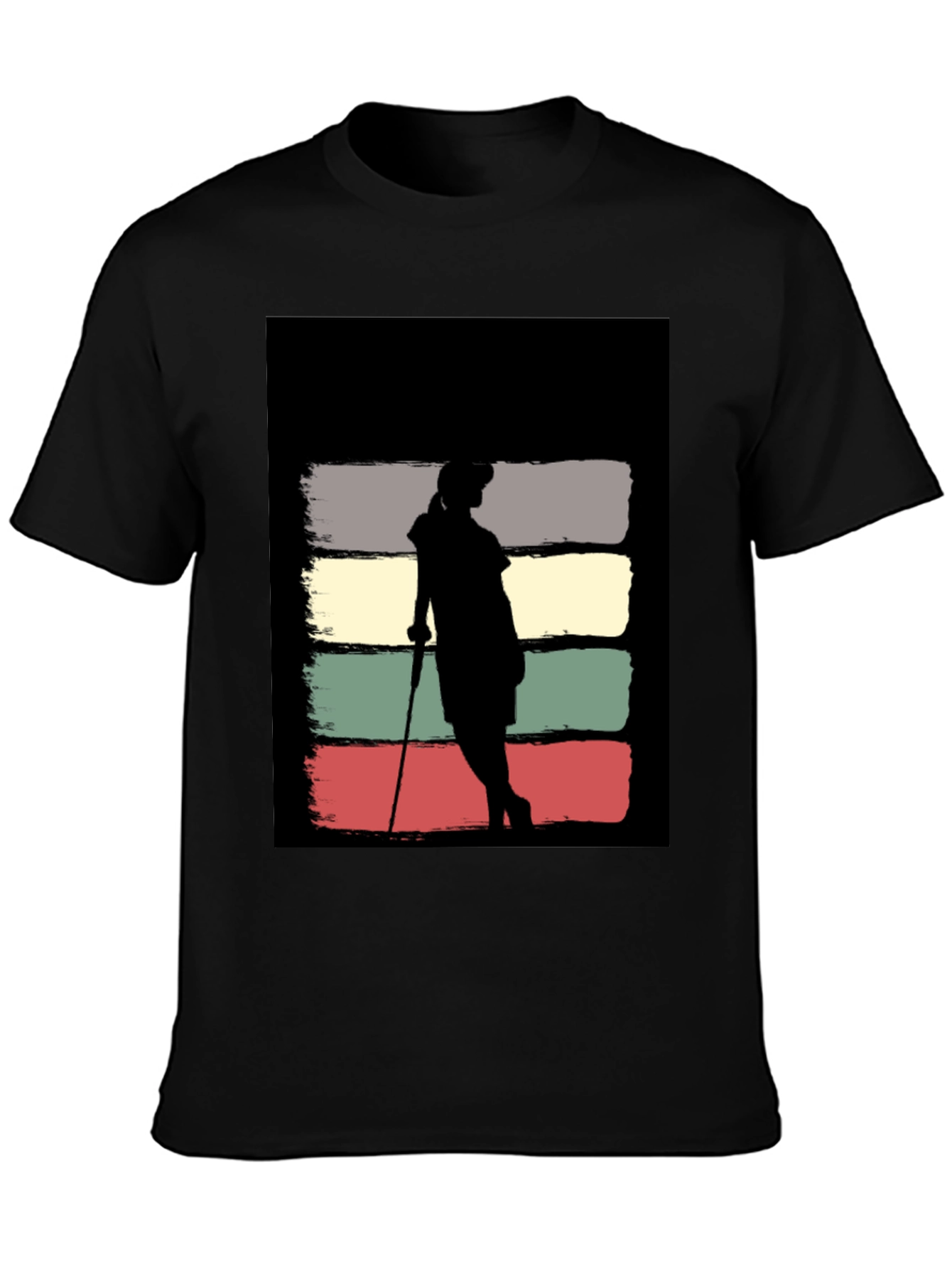 Black Vintage Retro Golfer T-Shirt view 3