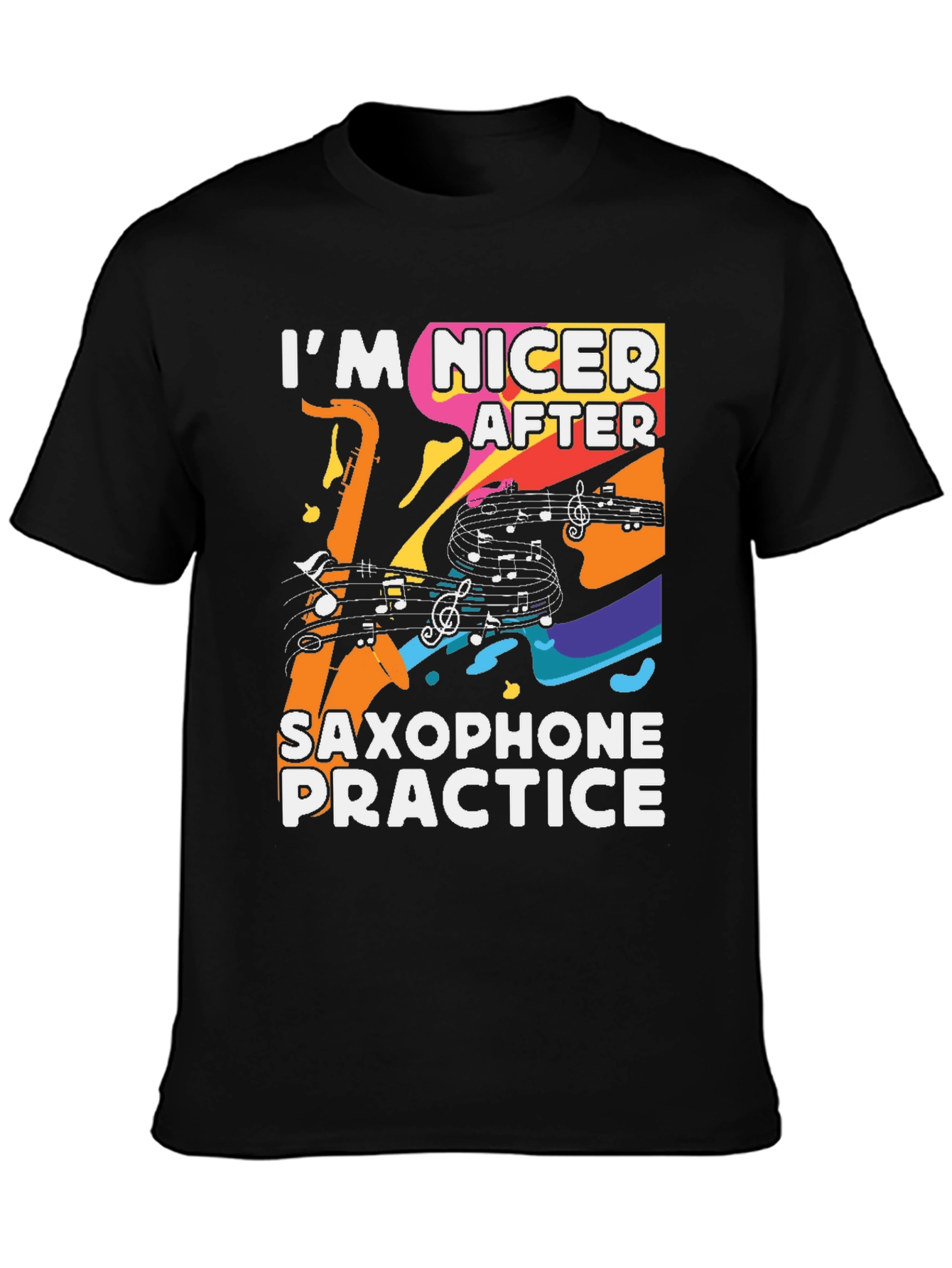 Black Funny Saxophone Practice T-Shirt view 3