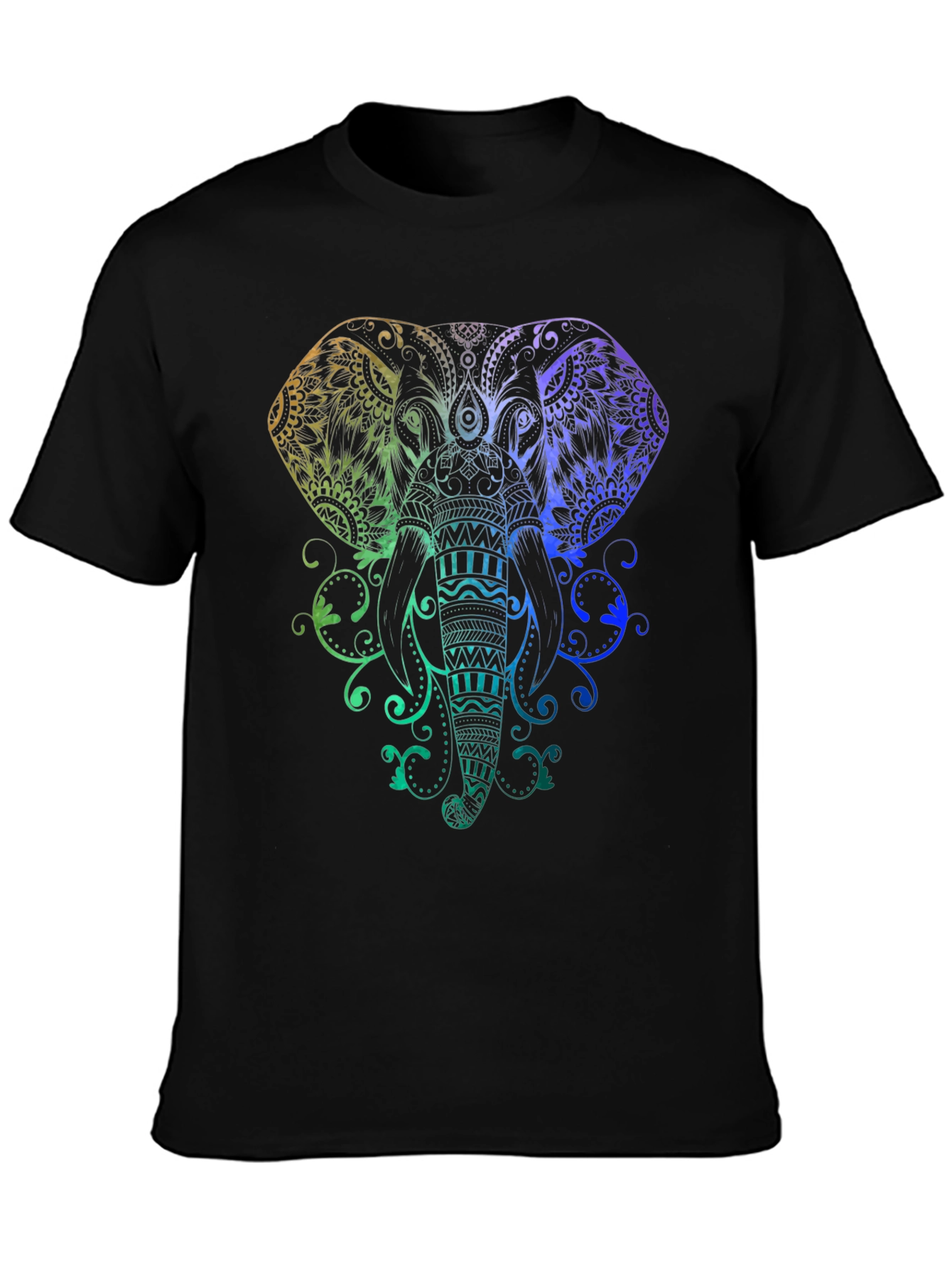 Black Rainbow Elephant Graphic Tee - Black view 3