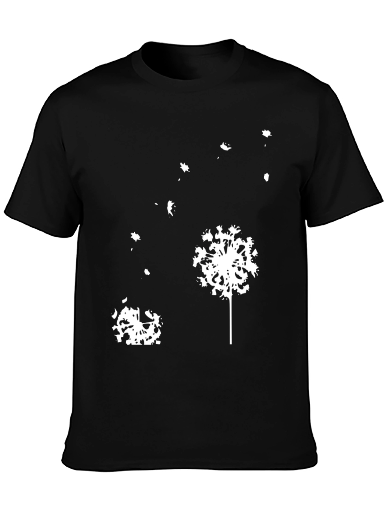 Black Dandelion Graphic Print Crew Neck T-Shirt view 3